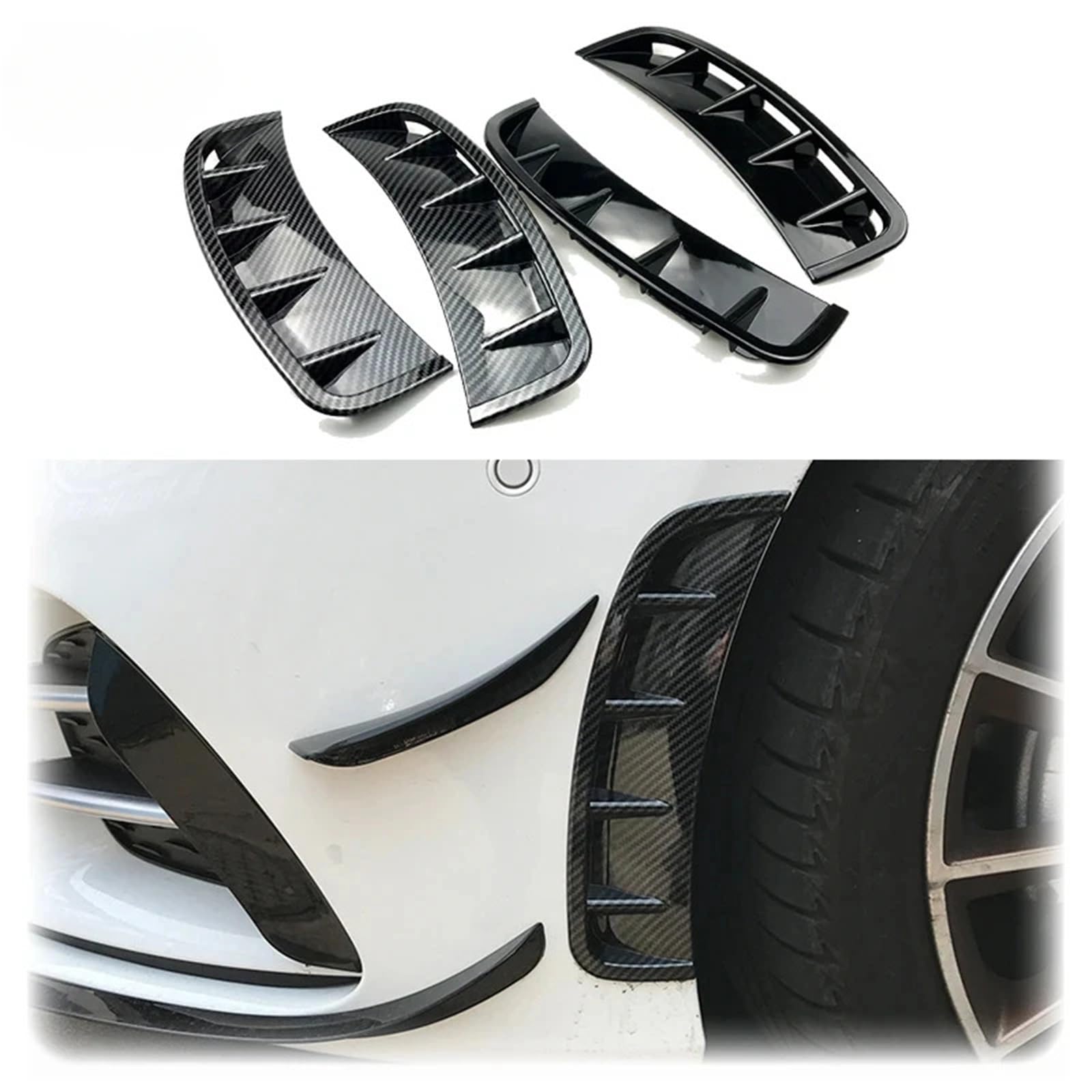 Spoiler boczny przedniego zderzaka Kratka wlotu powietrza | Uniwersalny spojler boczny przedniego zderzaka ABS(Carbon Fiber)