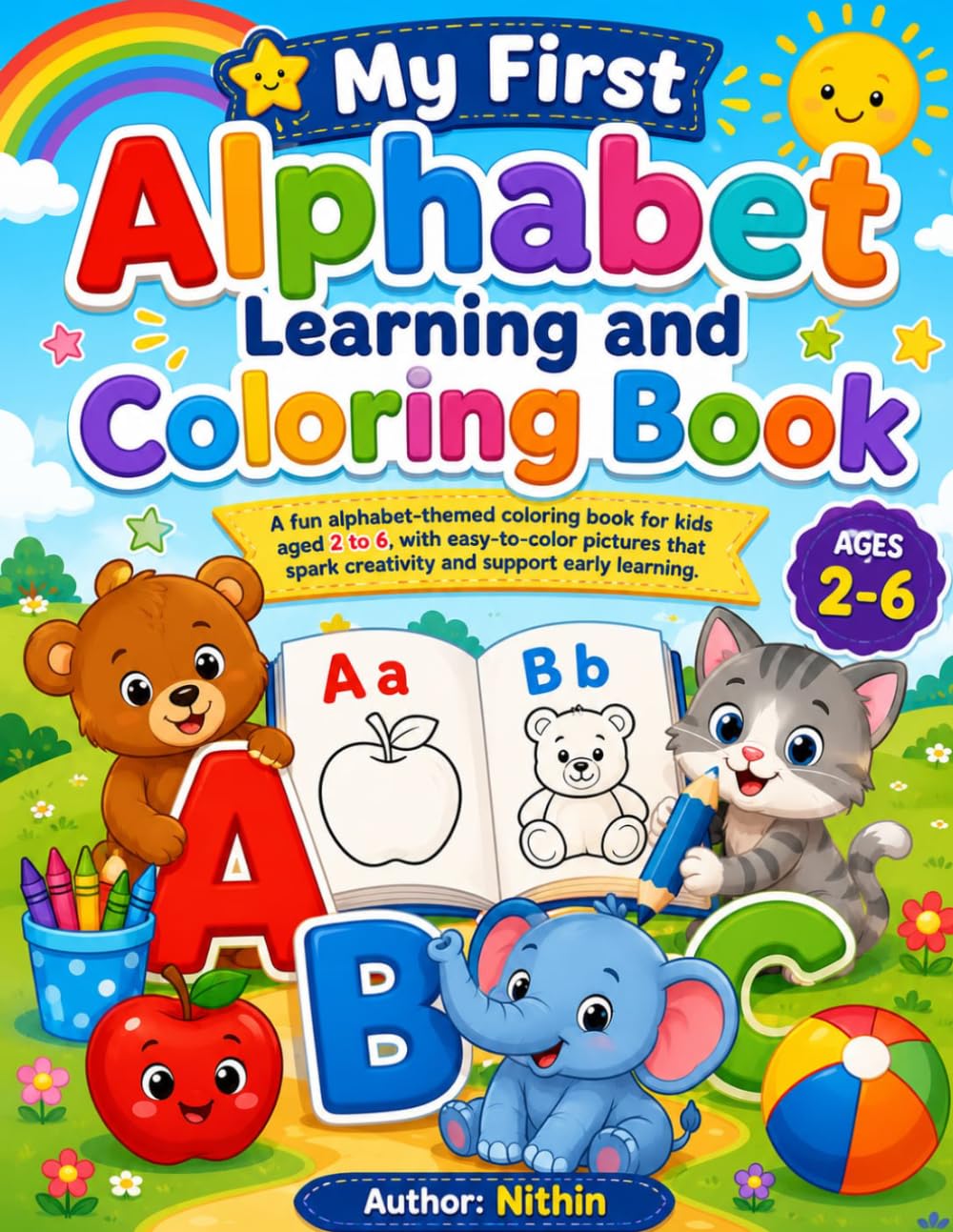 My First Alphabet Learning and Coloring Book for Kids: ABC Alphabet Coloring Book with Easy Objects to Color | Learn Letters, Build Vocabulary & ... | Preschool and Kindergarten Activity Book