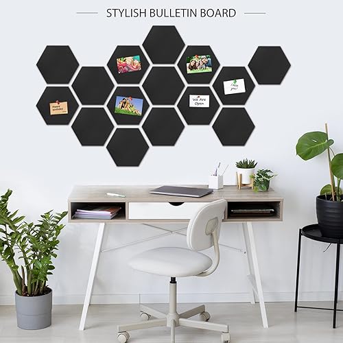 Miniatura 3 de BXI Tablón de anuncios de fieltro, 12 x 12 x 38 pulgadas, paquete de 6 tableros de visión autoadhesivos, tablero grueso y resistente con borde