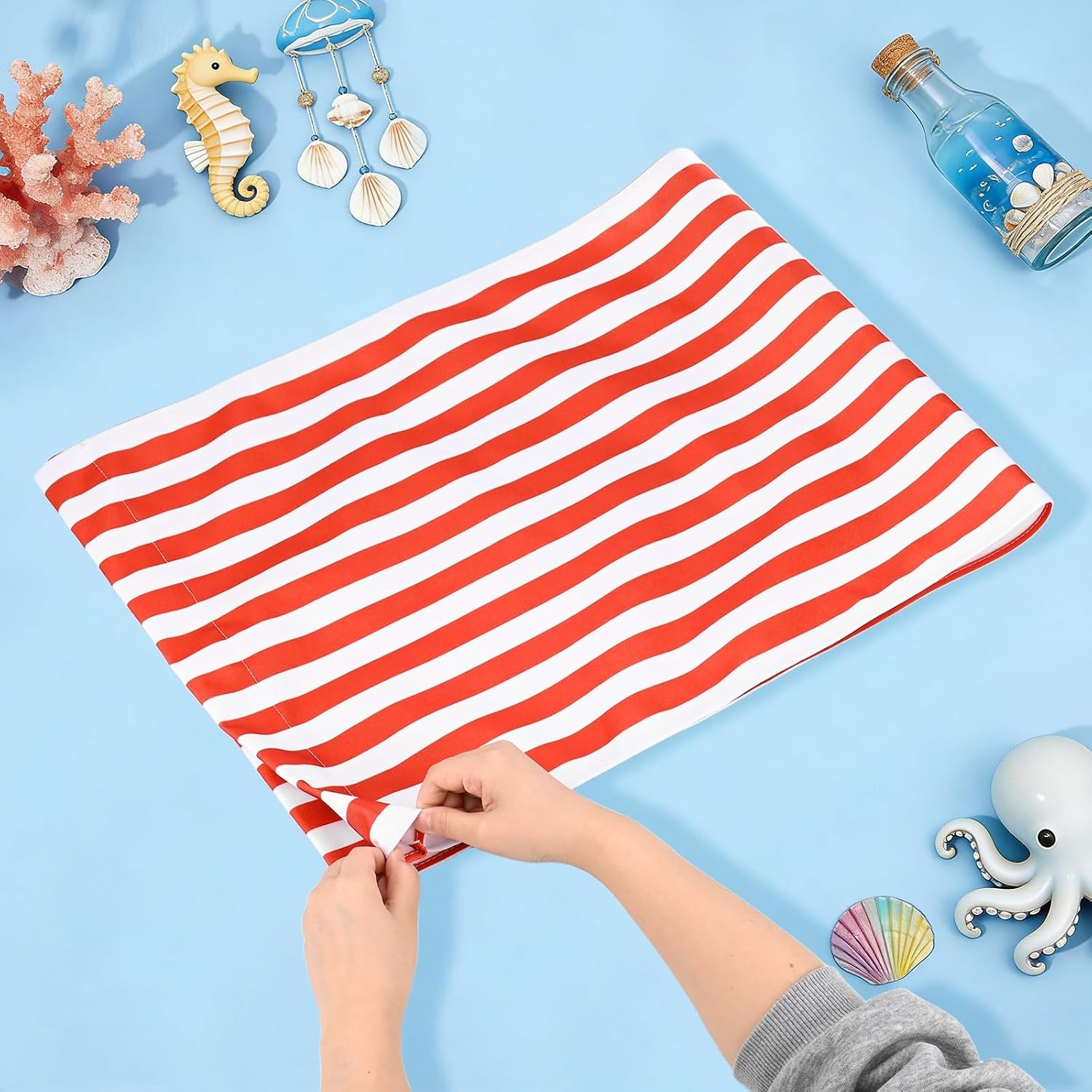 M METERXITY Beach Sling Chair Replacement Canvas, 16x44.5 Inch Folding Lounge Chair Fabric for Beach/Sunbathing/Courtyard/Garden, Outdoor Furniture Cloth [Pinstripe Red, Only Replacement] image 2