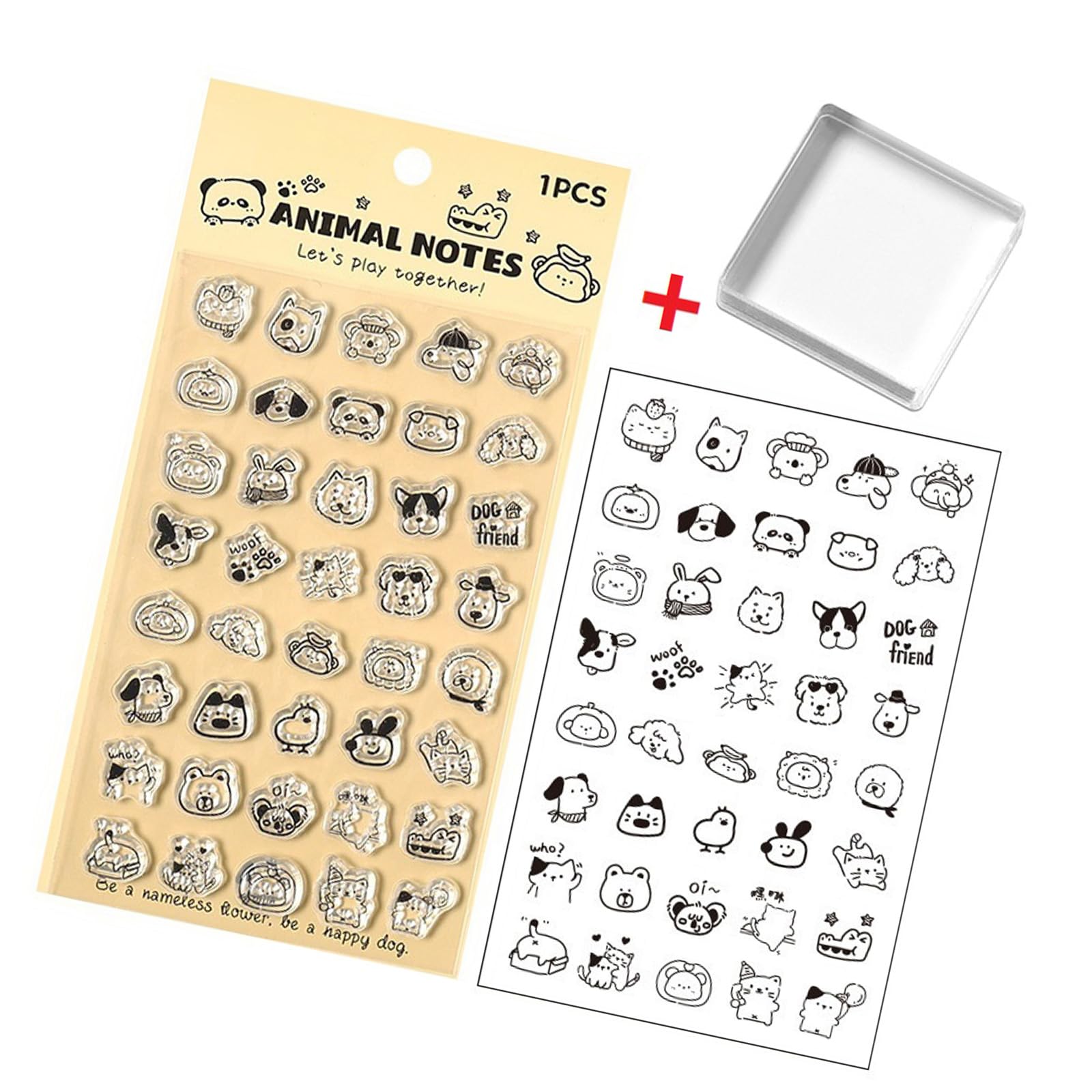Cartoon Clear Silicone Stamper Set with Acrylic Handle Scrapbooking Decorative Stamper for Journaling and Scrapbooking Lovely Elastomer Scrapbook Postage