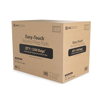 EasyTouch Alcohol Prep Pads, Box of 12,000 (1,200 Packs of 10)
