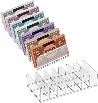 Money Tray Compatible with Monopoly,2Packs Acrylic | 7 Slots,Clear Acrylic Money Organizer, Banker Tray Compatible with Monopoly AccessoriesTrays Only