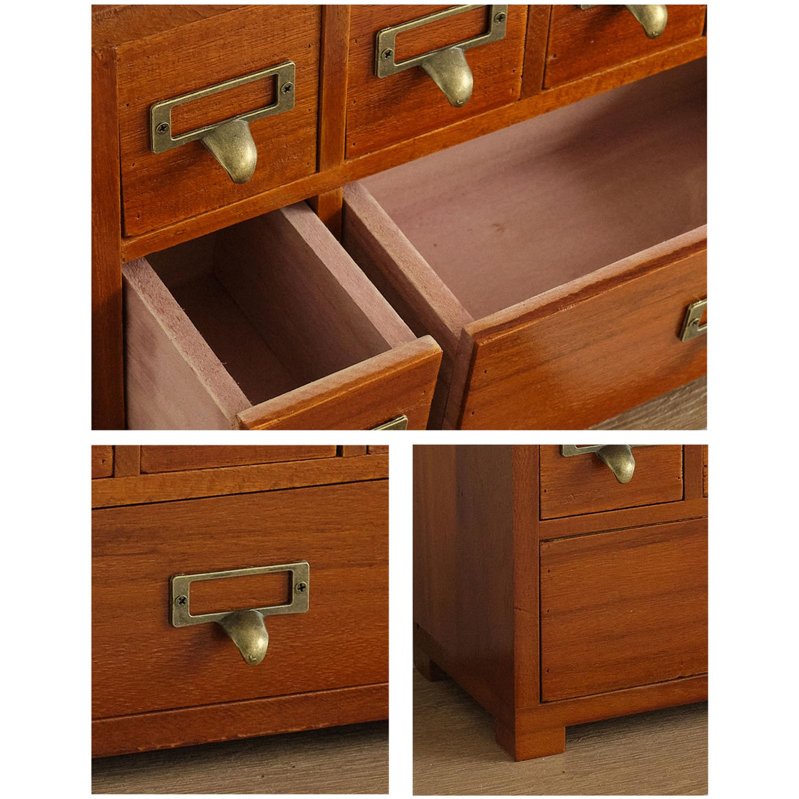 Organizer da scrivania in legno con 7 cassetti, realizzato a mano, per cancelleria, cosmetici e forniture per ufficio, piccoli oggetti