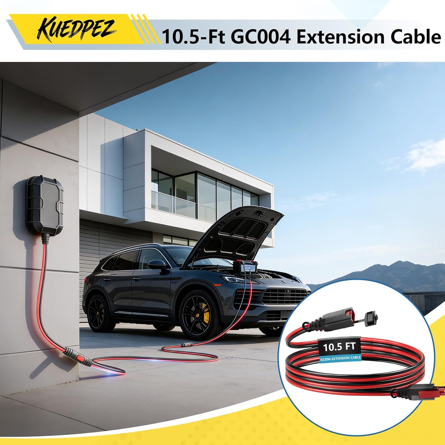 GC004 Extension Cables Fit for NOCO Smart Battery Chargers - 10.5FT Extension Cable Wire Harness Replacement Accessory, GC004 X-Connect for GENIUS1, GENIUS2, G750, G1100, G3500 (2 Pack)
