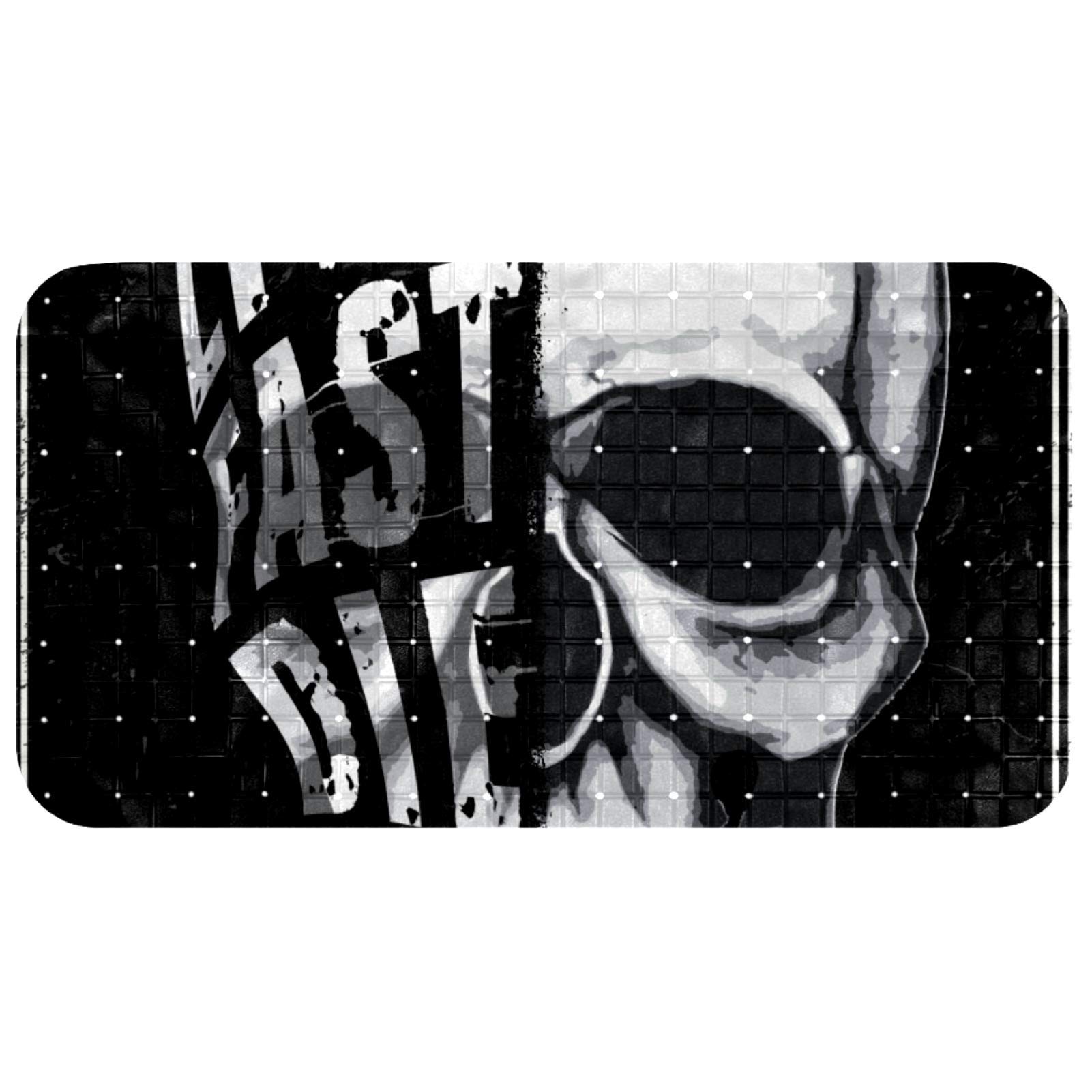 Tapis de bain Bennigiry 68x37cm motif tête de mort antidérapant
