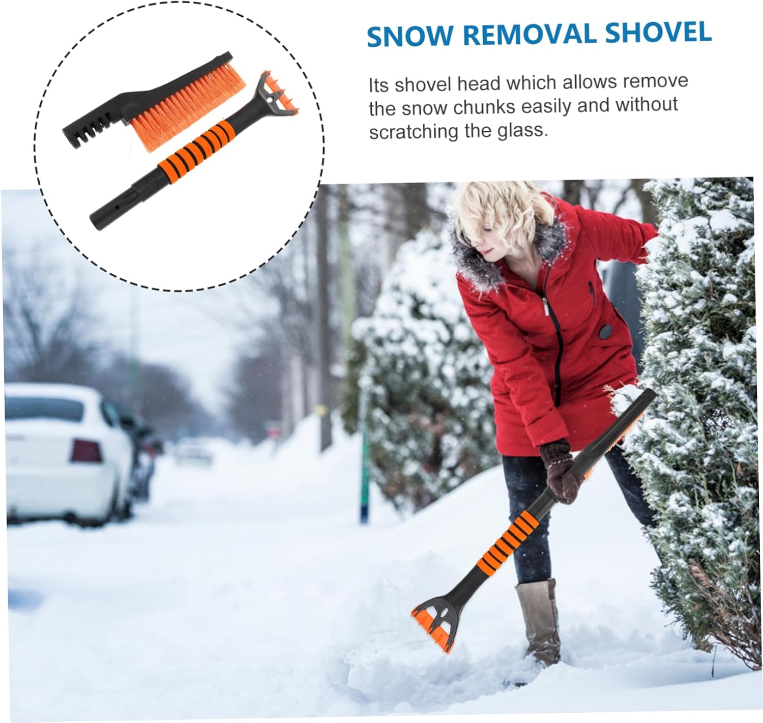 Multi-Functional Snow Shovel Ice Brush for Car Detachable Ice Scraper Brush Heavy Duty Car Snow Removal Tool