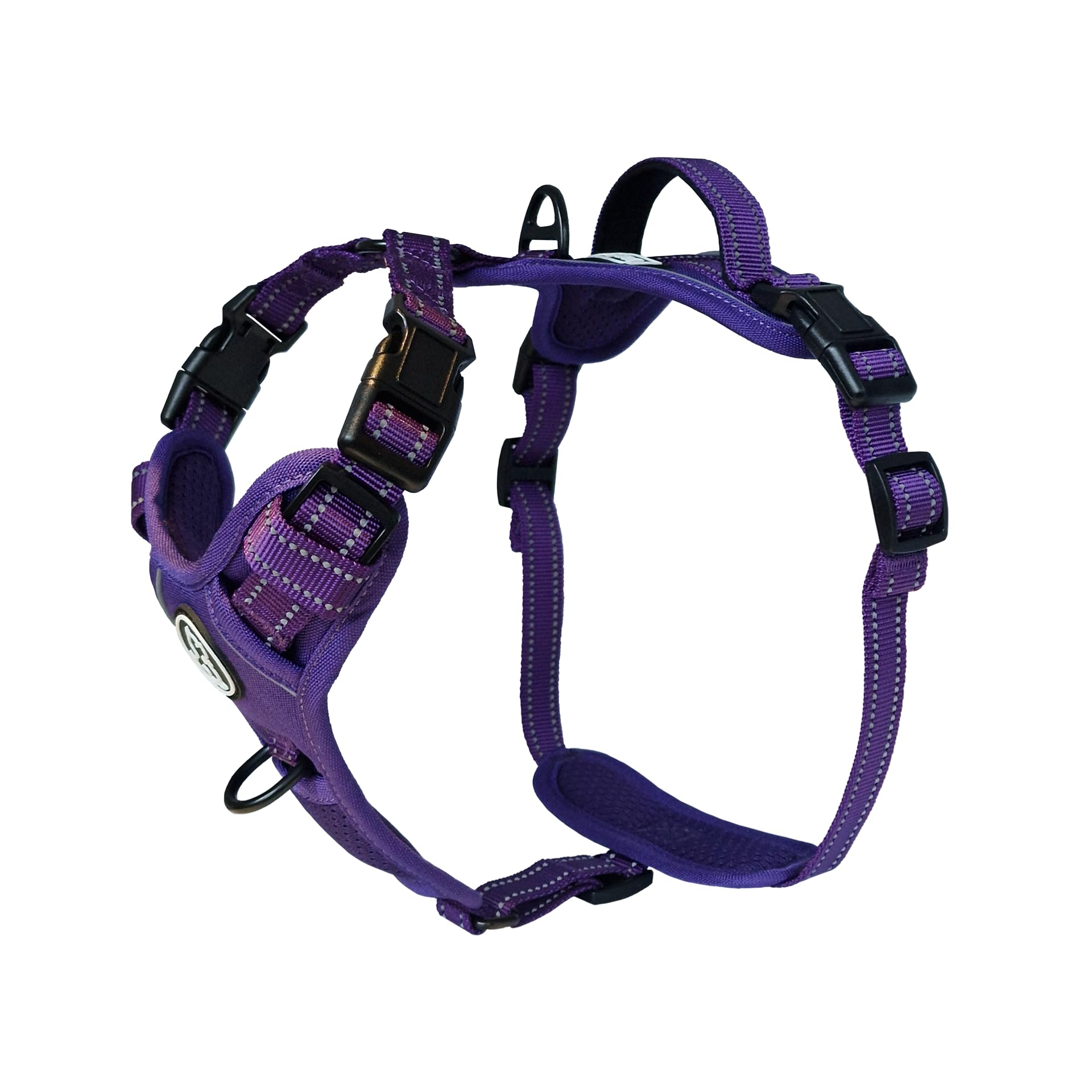 Barkridges® TruFit Freedom Dog Harness Adjustable Easy to Wear | No Pull Training | Chafing-Free | Safety Reflective | Comfortable | Handle | Small Medium Large (Purple, L)