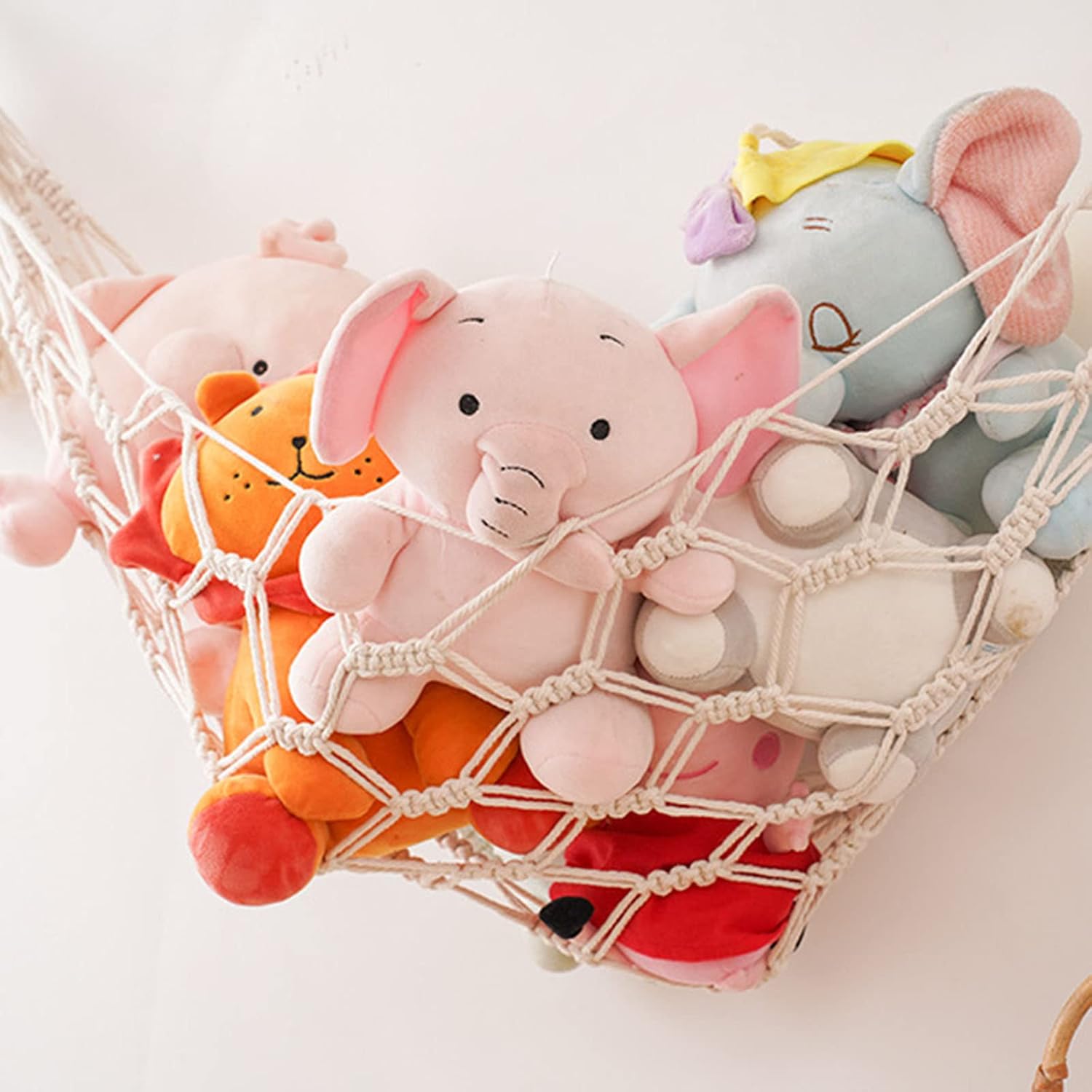 Stuffed Animal Net Hammock, Toy Hanging Plush Toys Storage Organizer Holder Room Décor & Wall Decor for Nursery Stuffed Animal Storage