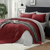 Vista 8 de BEDELITE Juego de ropa de cama con edredón tamaño individual de 5 piezas, reversible, en una bolsa - Juego de cama de lujo suave de microfibra