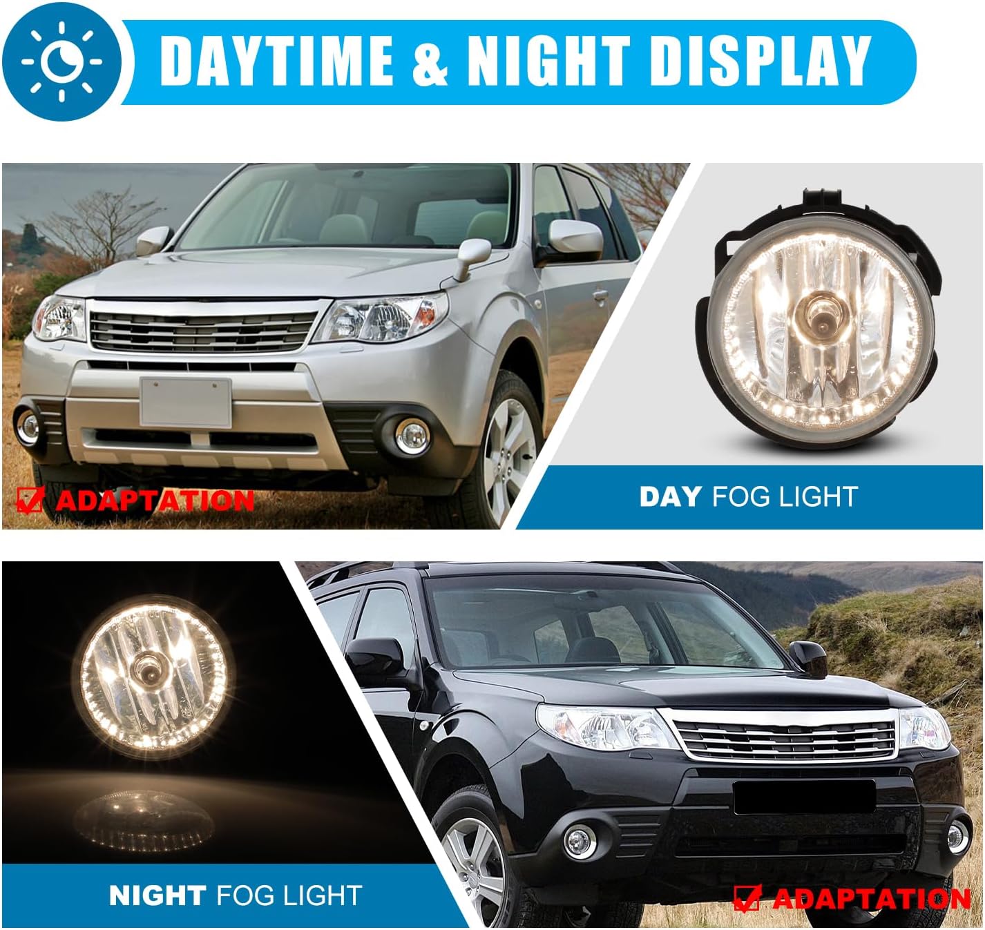 CPW Fog Lights Assembly Replacement for Subaru [2009 2010 2011 2012 2013 Forester] [2008-2010 Impreza WRX STI] Driving Fog Lights