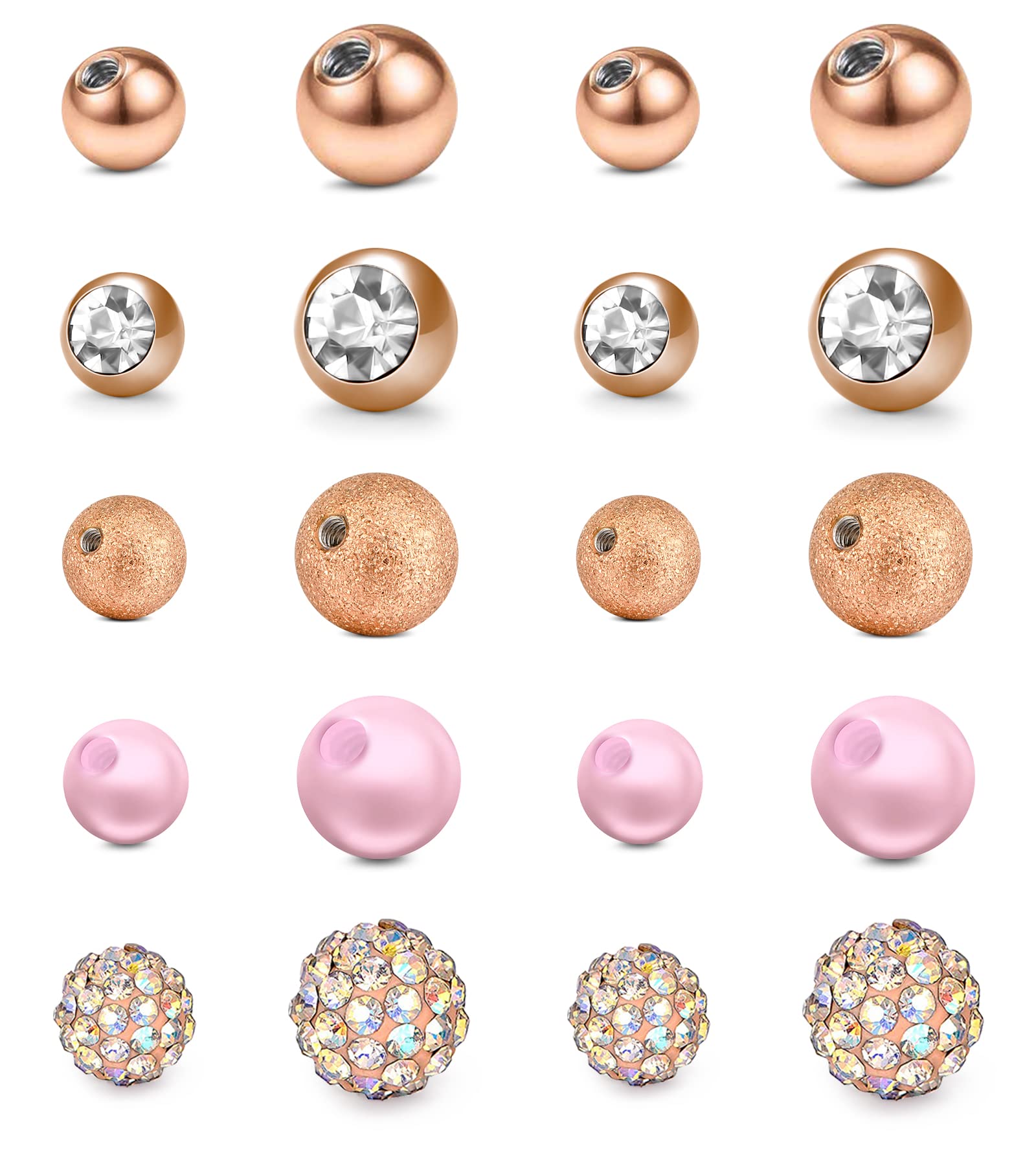 Mayhoop Mayhoop Piercing Bola de Repuesto 14G 16G Piercing Bola Acero quirúrgico y acílico para Piercing Labbio/Pezón/Lengua/Ombligo 3 mm 5mm/8mm