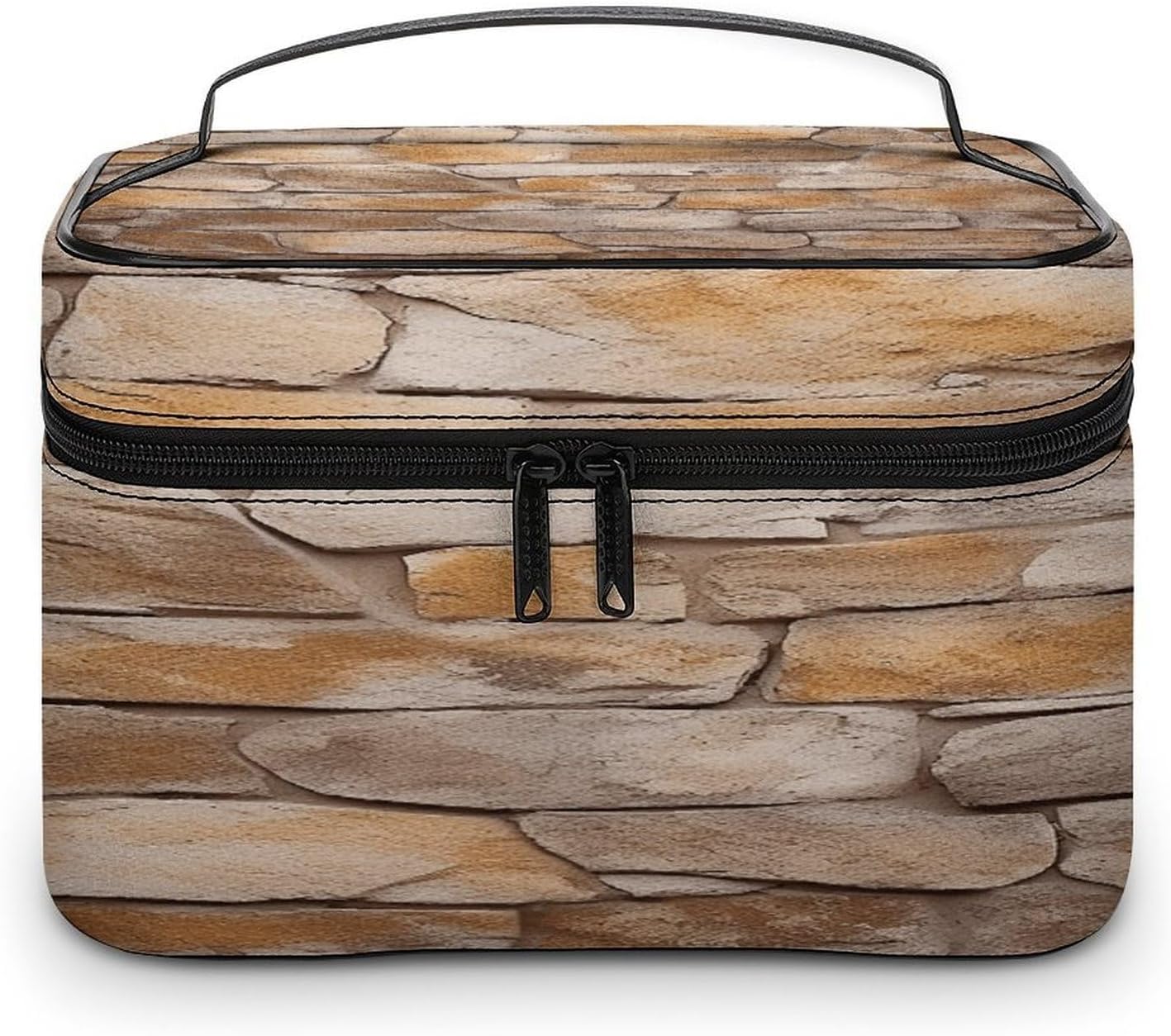Wall Texture Makeup Bag with Handle Fashion Portable Travel Toiletry Bag Exquisite Large Capacity Cosmetic Bags Lightweight Travel Accessories Storage Bags for Women