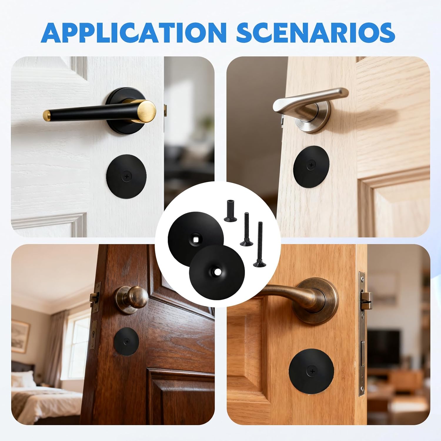 4 Pack Door Hole Cover Plate Set, Deadbolt Lock Blank Knob Cover for Home Security