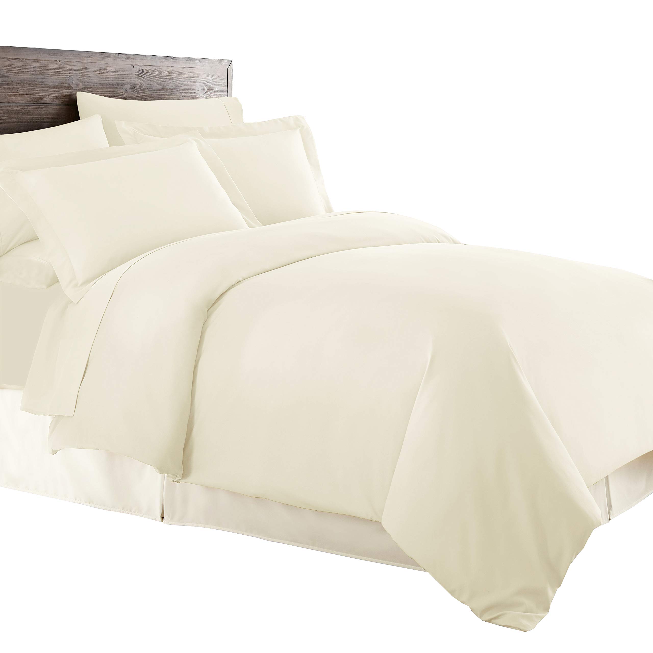 sheetsnthings 8 Piece Bed in a Bag Queen Size Set Includes: Cotton Blend, 650TC Solid Ivory (Sheet Set + Duvet Cover Set) + All Season White Down
