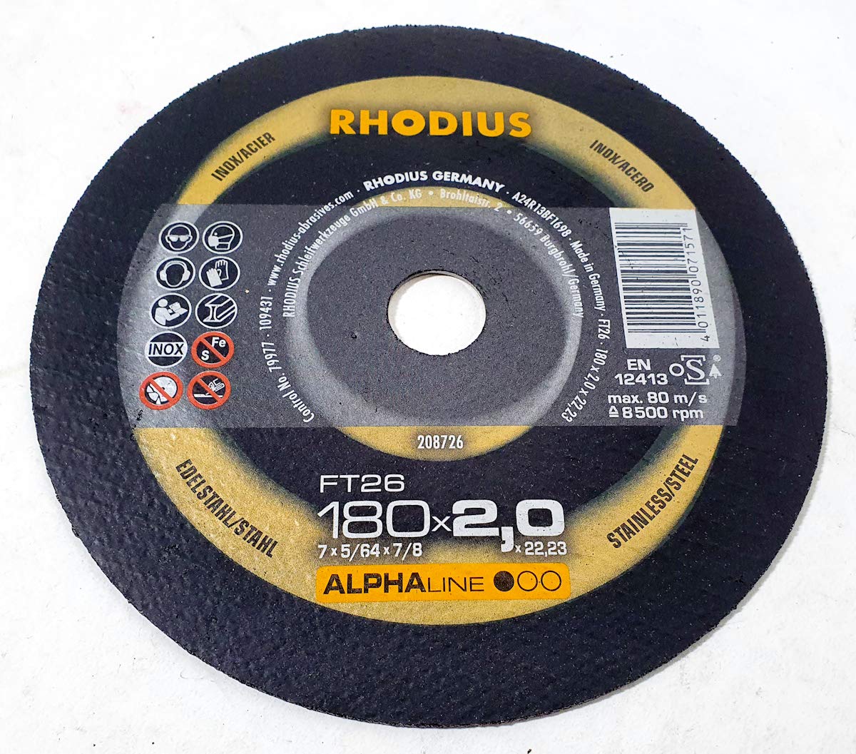 Dischi da taglio Rhodius FT26 180 x 2,0 mm per acciaio inox/acciaio 25 pezzi
