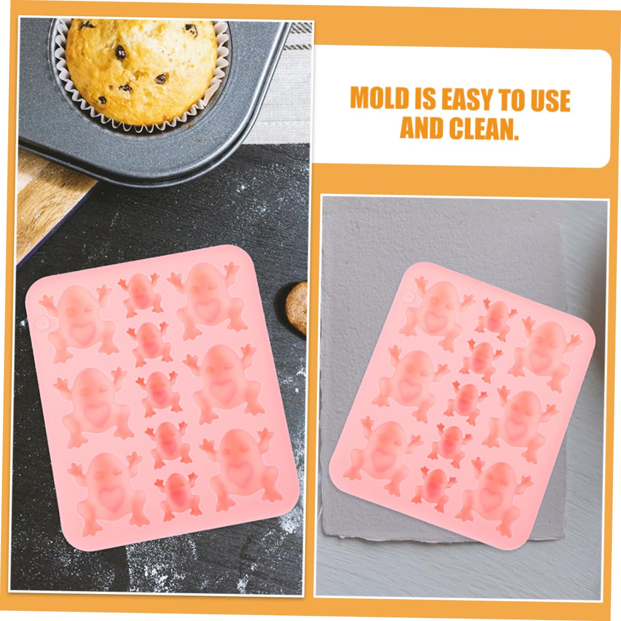 OSALADI Molde De Silicona De Rana Moho Molde De Torta Fondant Moldes De Chocolate Ranas Molde Para Hornear De Silicona Molde De Rana Moldes De Rana Gel De Sílice Rosa 2 Piezas X 4