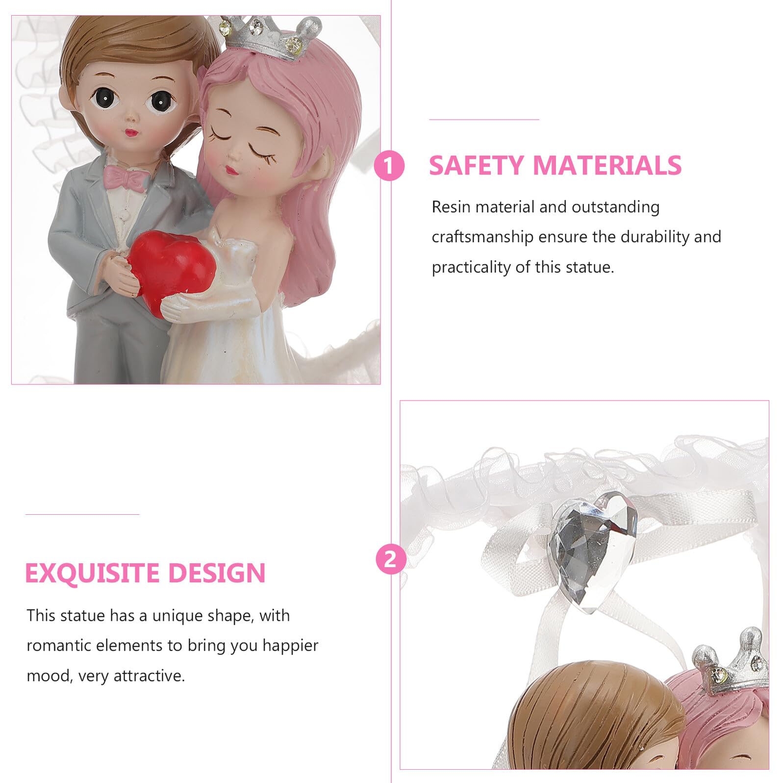Entzückende Harz Hochzeitspaar Tischdekoration Hochzeitstorte Cake Topper Kreative Paarskulptur für Verlobung und Valentinstag
