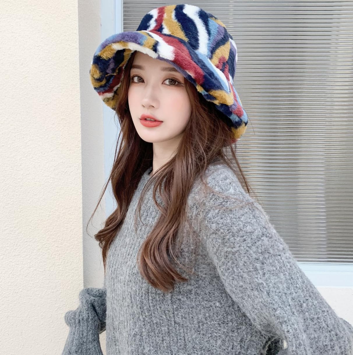 Malaxlx Faux Fur Bucket Hat – Fluffy Fuzzy Plush Warm Winter Hat Soft Cozy for Women Men Teens - Image 6