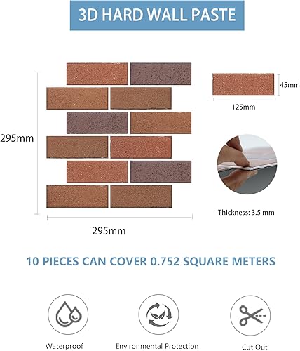 Miniatura 1 de 10 hojas de materiales duros para despegar y pegar, azulejos de PVC en muro 3D, paneles de pared para sala de estar, baño, 12 x 12 pulgadas (roca)