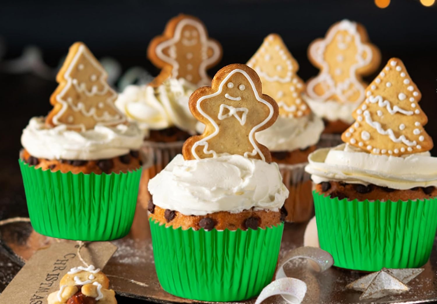 100pcs Baking Cups Wrapper Liners Cake for Baking Cupcakes(Green)