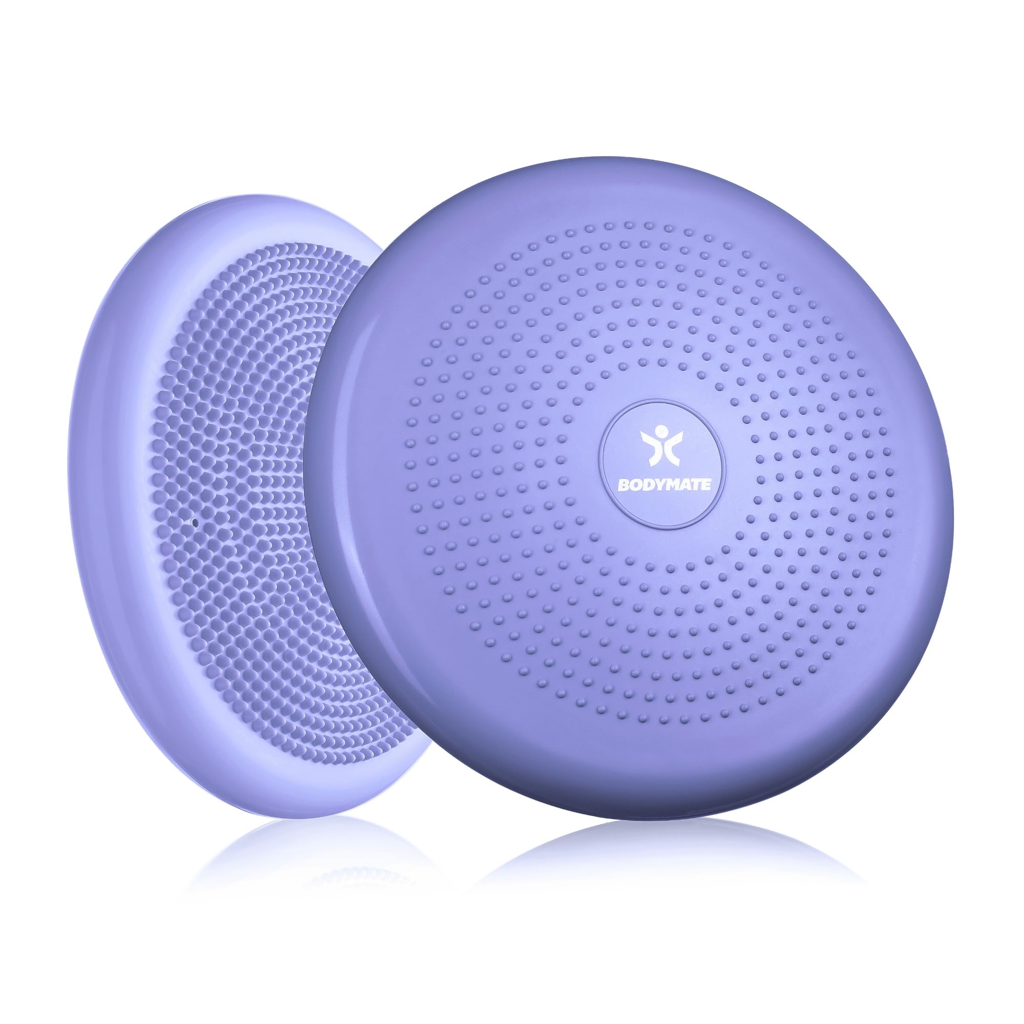 BODYMATE Ball Seat Cushion with Pump French Lavender 34 cm Diameter - Balance Cushion, Air Cushion, Balance Pad, Nub Cushion - Core, Fitness, Rehabilitation, Coordination and Back Training