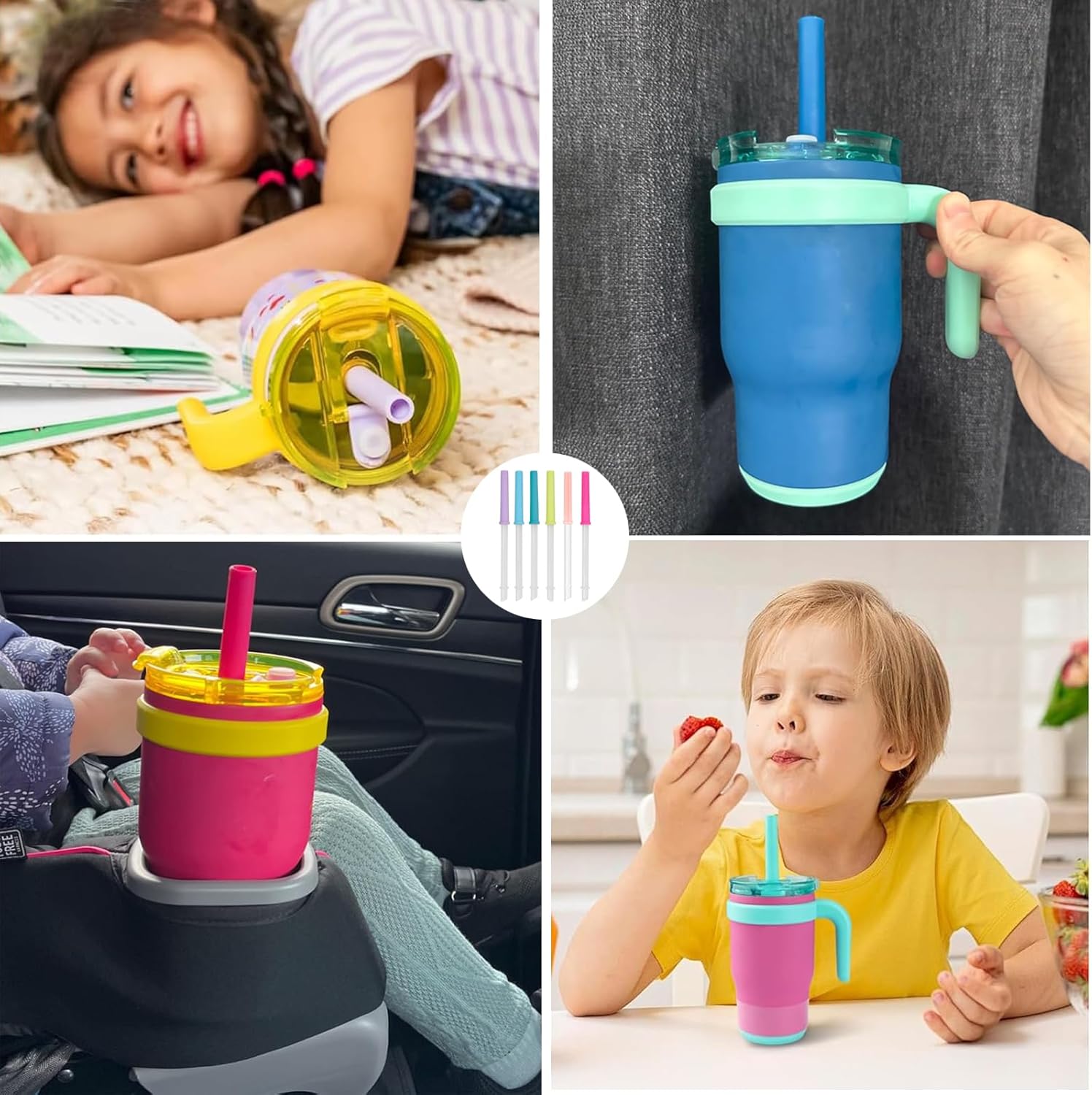 6 PCS Straws Replacement Compatible with 14 oz Reduce Kids Coldee 2.0 Tumbler - Reusable Silicone Valve and Straw with Cleaning Brush - Spill-Proof Reduce Straw Replacement BPA-Free - Image 6