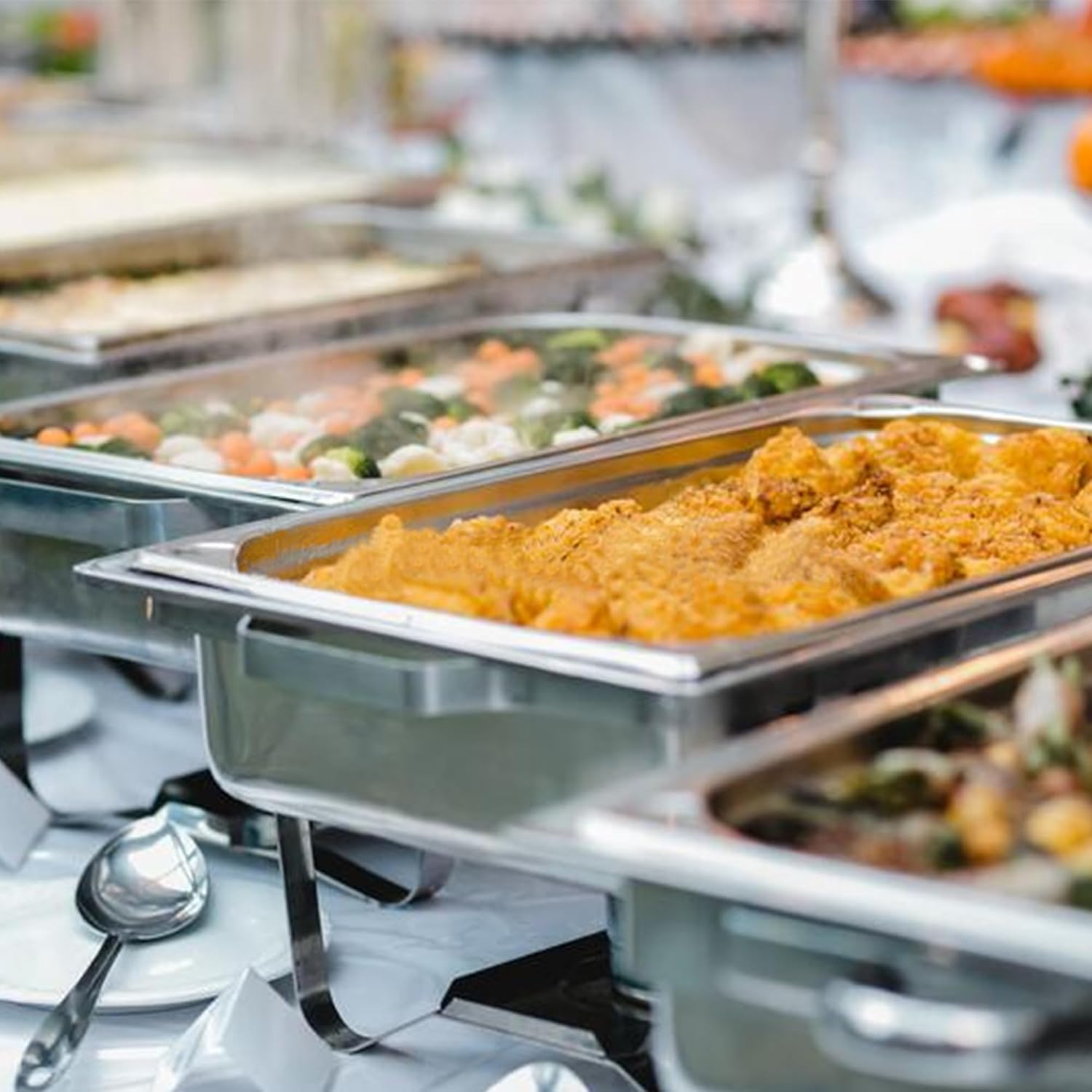 Chafing Dish Buffet Set[4 Pack] 8QT Stainless Steel Buffet Chafers,Catering Food Warmers Set with 6 Trays