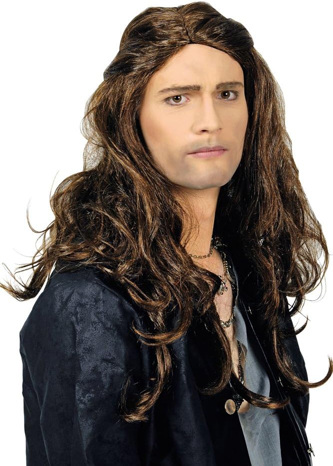 Körner Festartikel Long Hair Wig Dario Brown - Great Men's Wig to Rocker costume for carnival or theme party