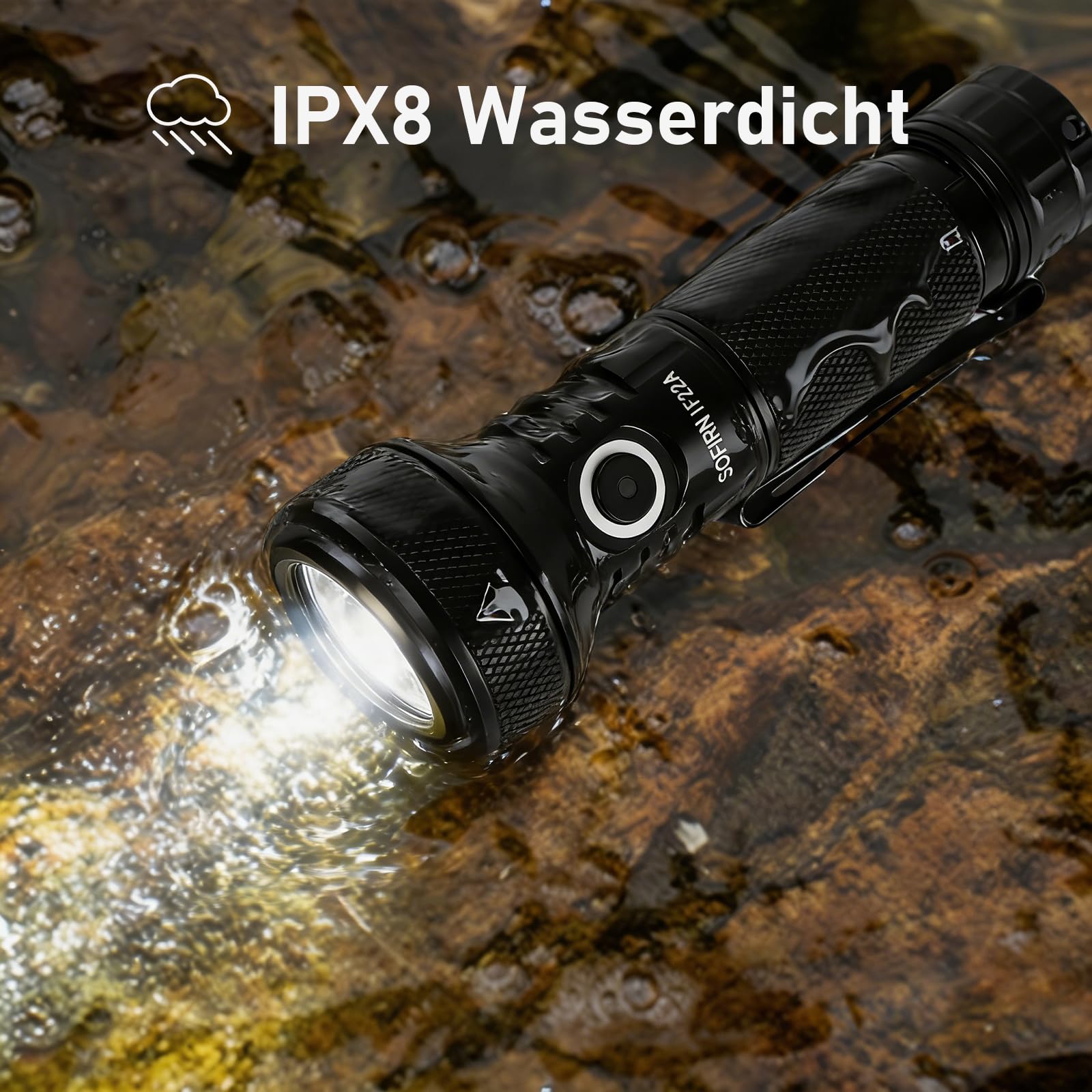 Sofirn IF22A LED Taschenlampe 2100 Lumen 629 m Reichweite USB-C Wiederaufladbar SFT40 Langstrecken Taschenlampe IPX8 Outdoor Camping Wandern EDC