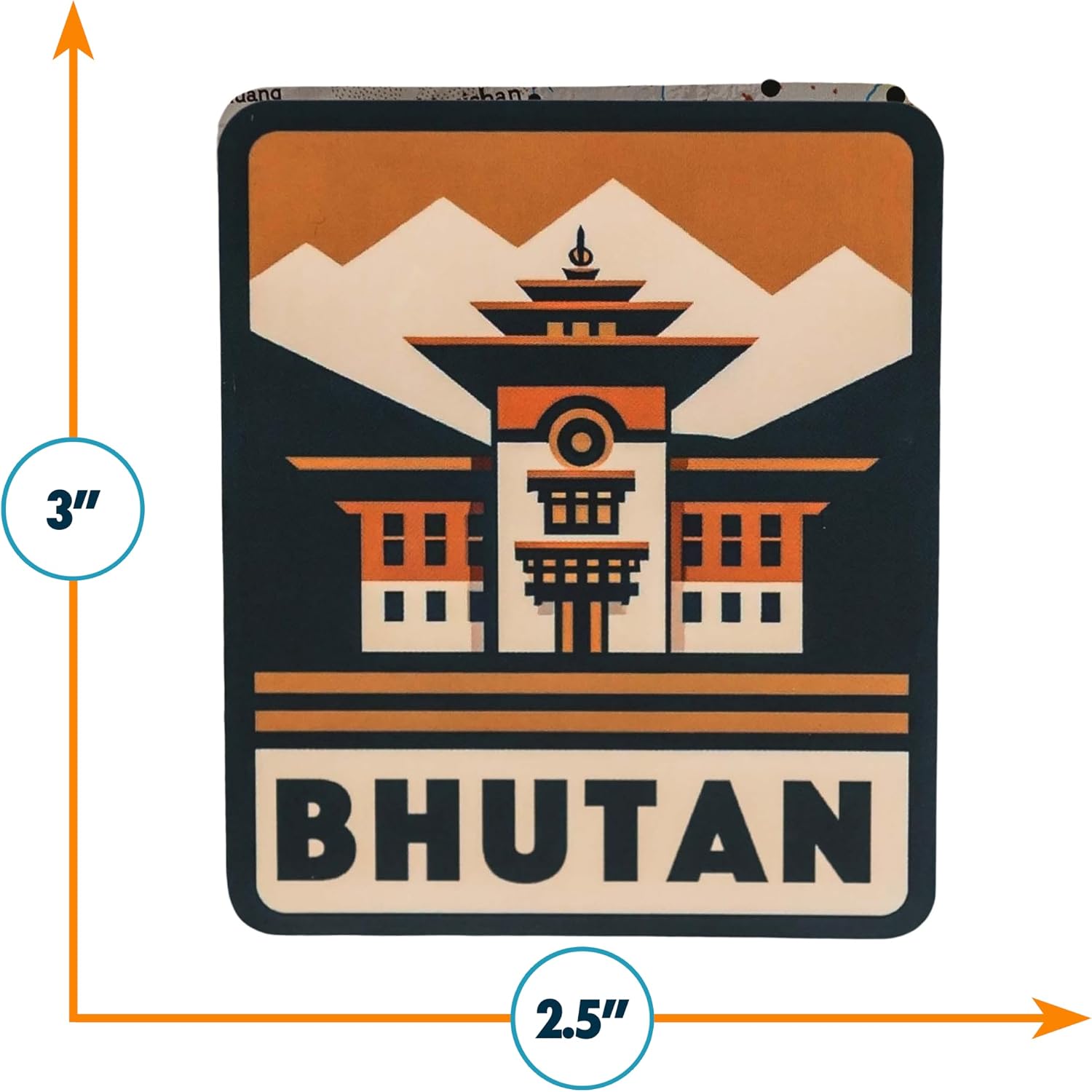 Vagabond Heart Bhutan Vinyl Sticker - Waterproof Decal for Laptop Water Bottle Bumper - Durable Travel Bhutan Temple Souvenir - UV Fade Resistant - Collectible Gift for Adventurers - 3" image 3