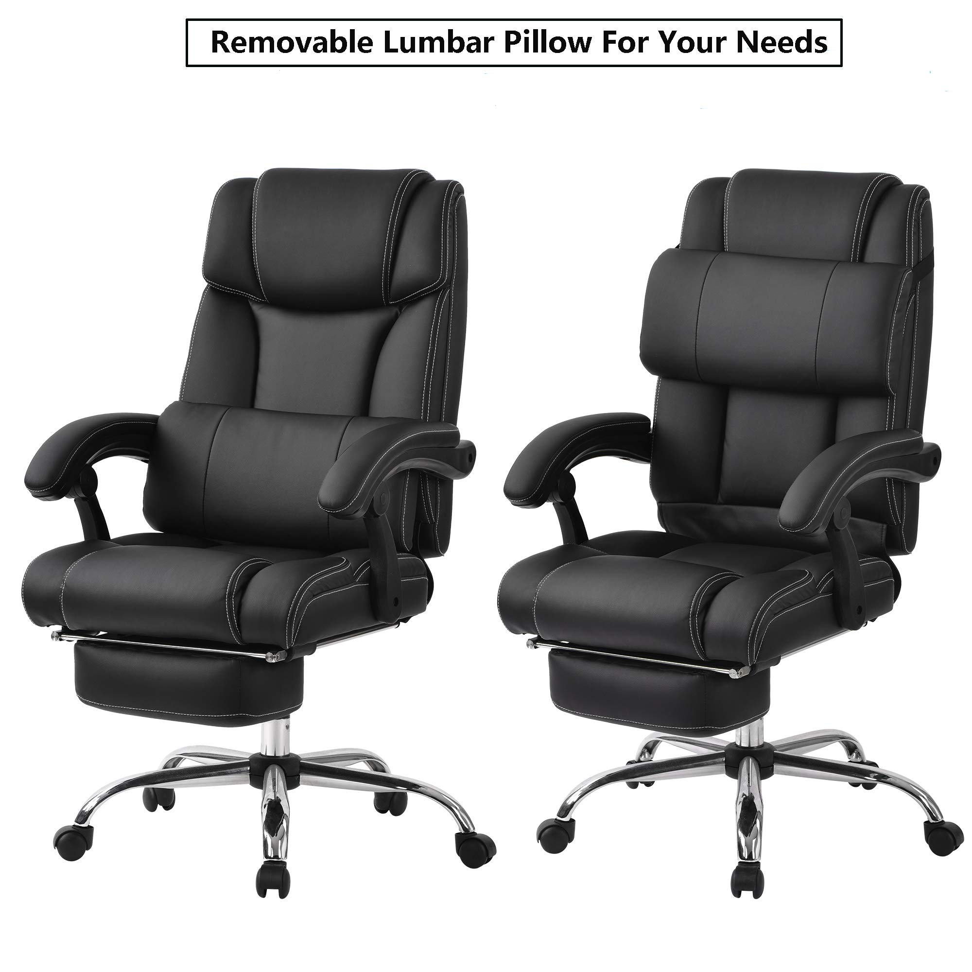 Reclining Office Chair w/Footrest,JULYFOX 170 Reclining Ergonomic High