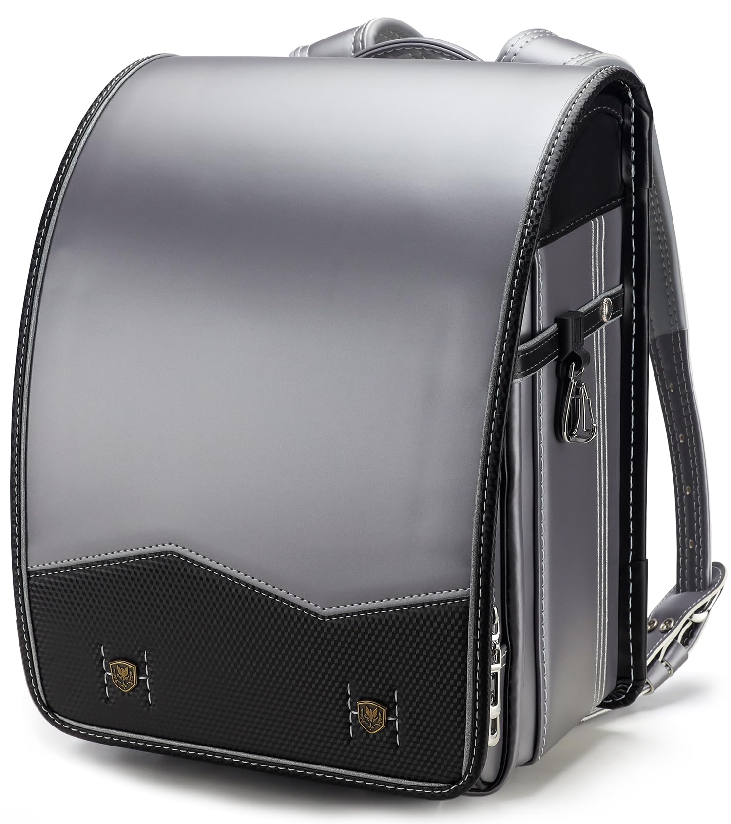 IwaiLoft Ransel Randoseru Backpack with Automatic Satchel for Boys Japanese School Bag Embroidery PU Bookbag for Men Male