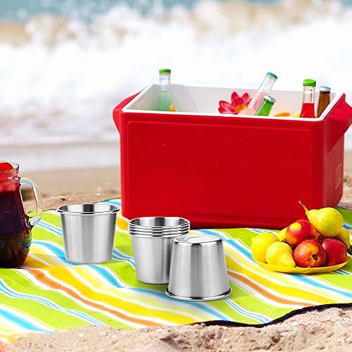 Miniatura 5 de Resinta - Juego de 6 vasos de acero inoxidable de 5 onzas, de metal, inastillables, apilables, para niños