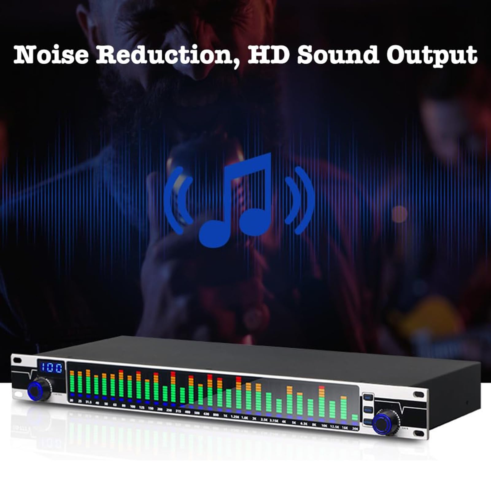 31-pasmowy korektor graficzny stereo – procesor audio FBX z niezależną regulacją wysokiego/średniego/basu i wyświetlaczem częstotliwości w czasie rzeczywistym do występów scenicznych