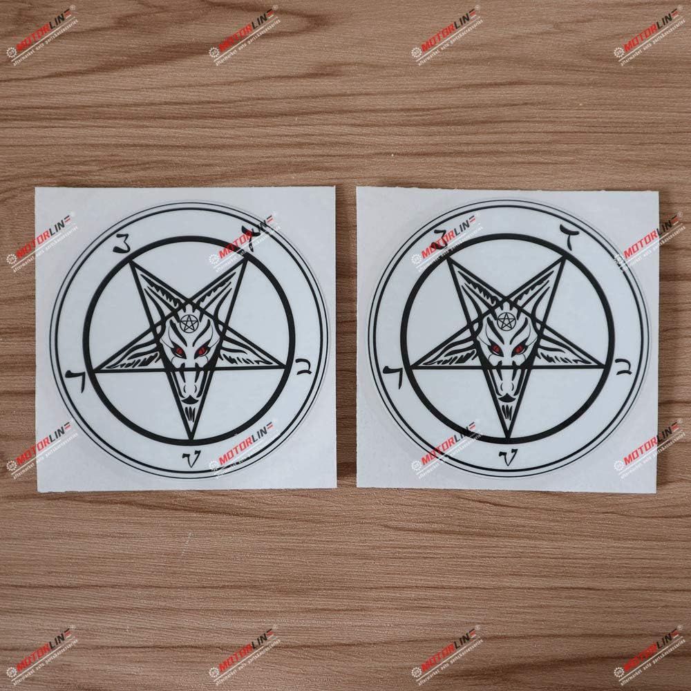 2X Glossy 4'' Pentagram Baphomet Devil Satanic Goat Decal Vinyl Sticker Car Laptop Style b