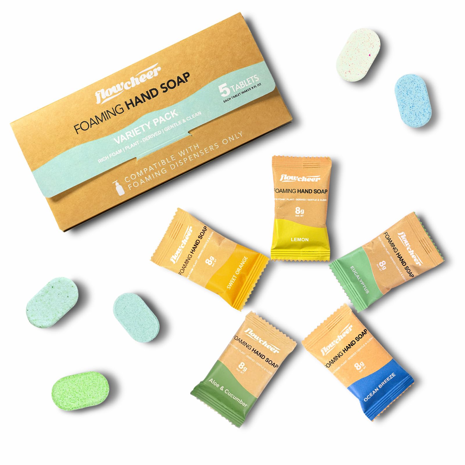 flowcheer Foaming Hand Soap Tablet Refills-5 Sample Pack
