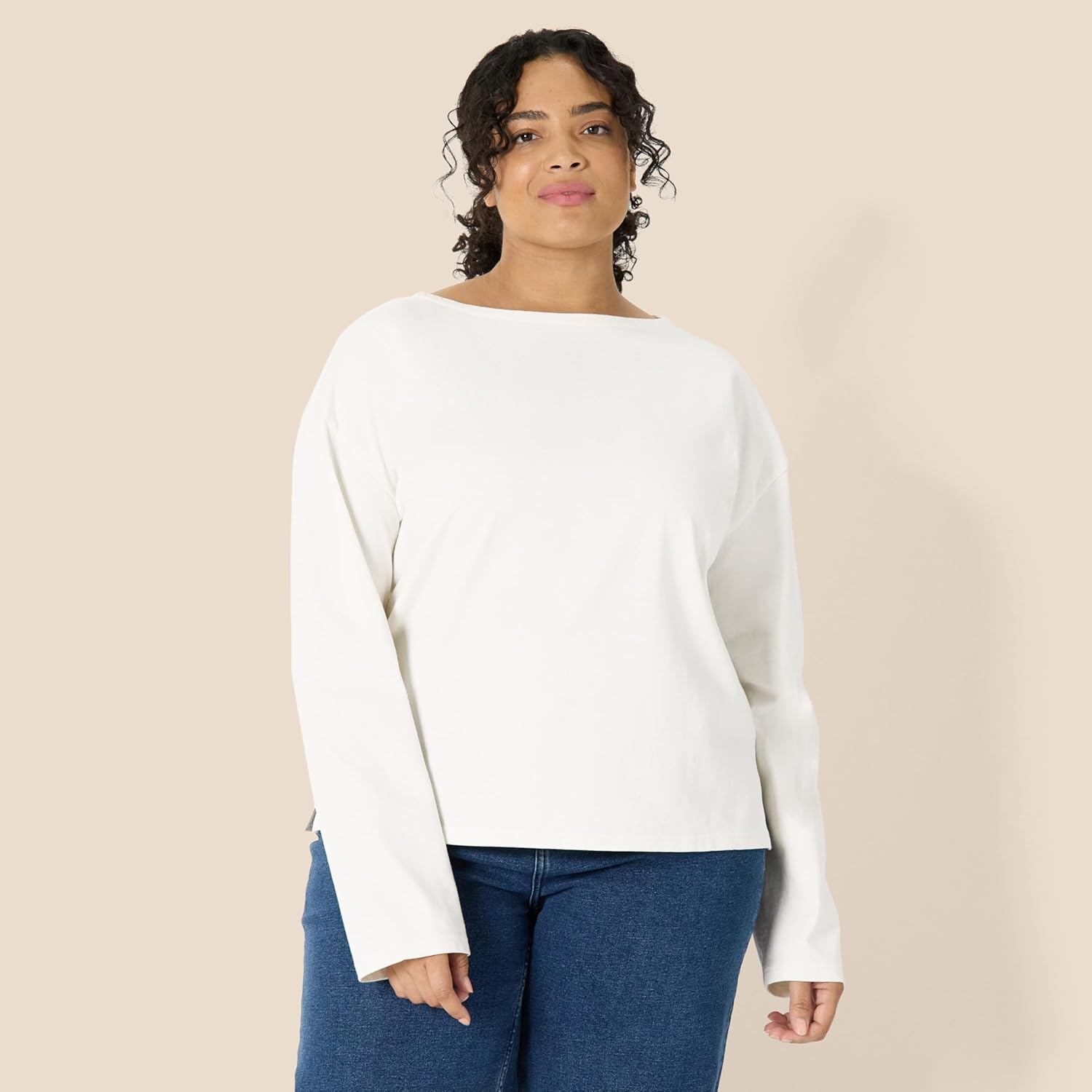 Amazon Essentials Women's 100% Cotton Heavyweight Relaxed-Fit Long-Sleeve Boatneck Top - Image 5