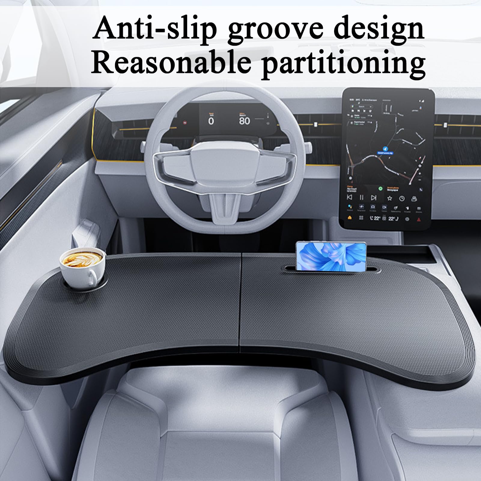 Bandeja Mesa Coche Organizador Consola Accesorio Auto | Bandeja Plegable Para Volante Accesorios Internos Suministros Beber Comer Viaje Largo Ordenador Camión Oficina Carretera