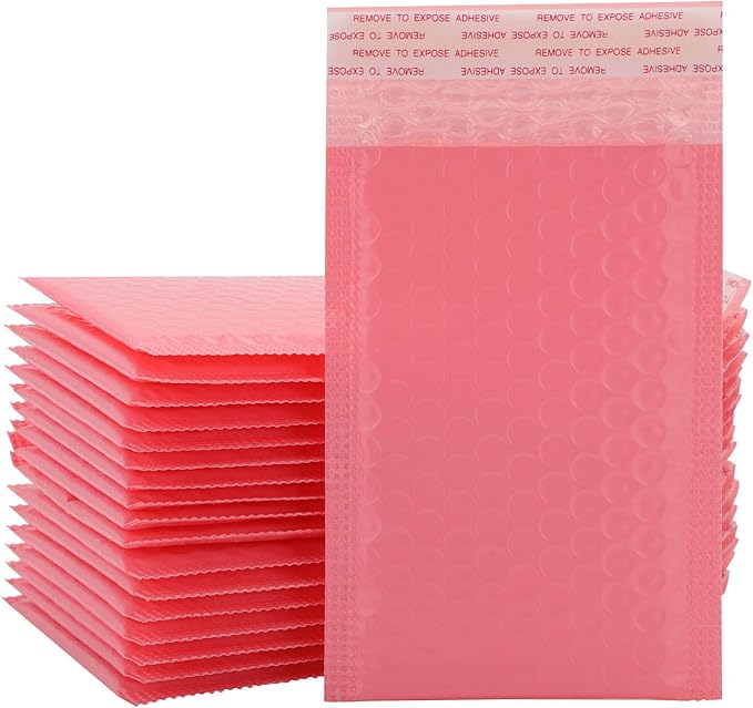 Shoze 50 Pcs Bubble Mailers Pink Foil Bubble Padded Bag Mailing