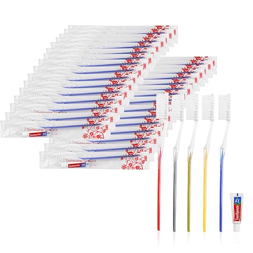 Juego de cepillos de dientes de viaje, 30 piezas, cepillos de dientes desechables con pasta de dientes para hogares de ancianos, hotel, caridad