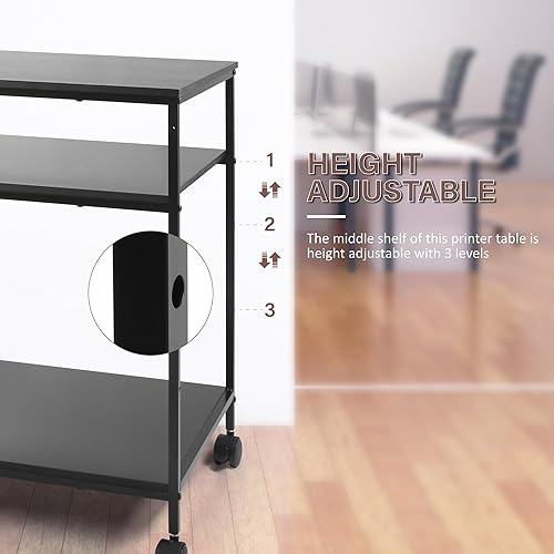 Miniatura 2 de EMERIT Soporte grande para impresora, 23.6 pulgadas de ancho x 18.9 pulgadas de profundidad x 31.5 pulgadas de alto, mesa de impresora con estante