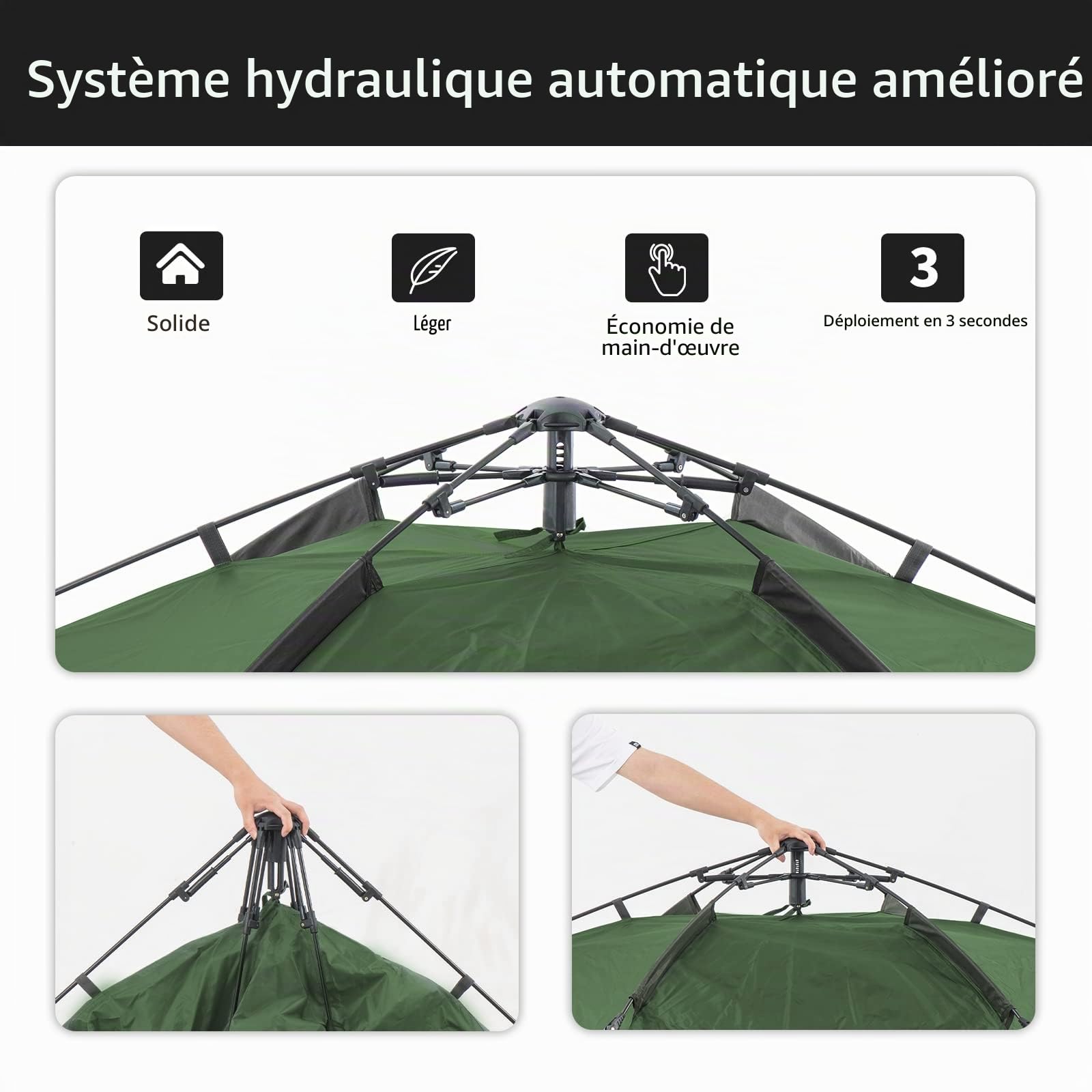 Naturehike Tente de Dôme pour 3 ou 4 Personnes Escamotable Automatique Portative Instantanées à Double étage pour Camping avec Sac de Transport