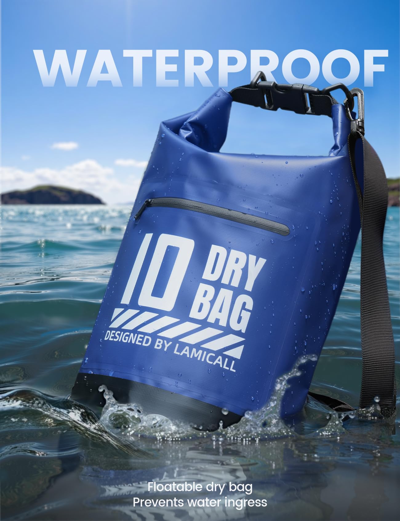 Lamicall Wodoodporna torba 5 l/10 l/20 l/30 l/40 l - [zawiera wodoodporną obudowę na telefon IPX8] wytrzymała i odporna na zarysowania, torba na wodę z regulowanymi paskami na ramię, sucha torba na