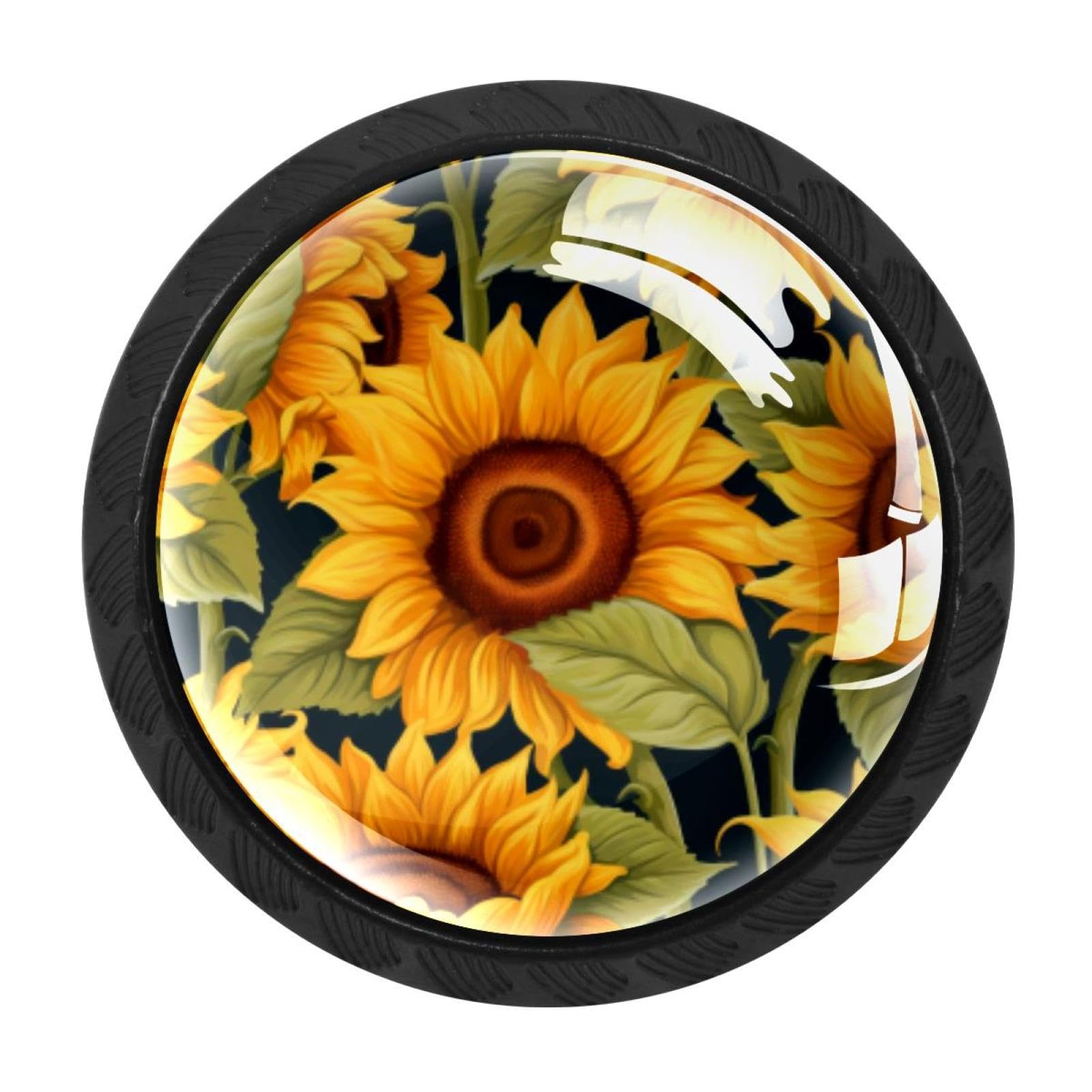 CHENZZZZ 4 Pack Black Skull Sunflower Cabinet Pulls Kitchen Cabinet Handles Ideal for Cabinet,Drawer,Cupboard and Wardrobe