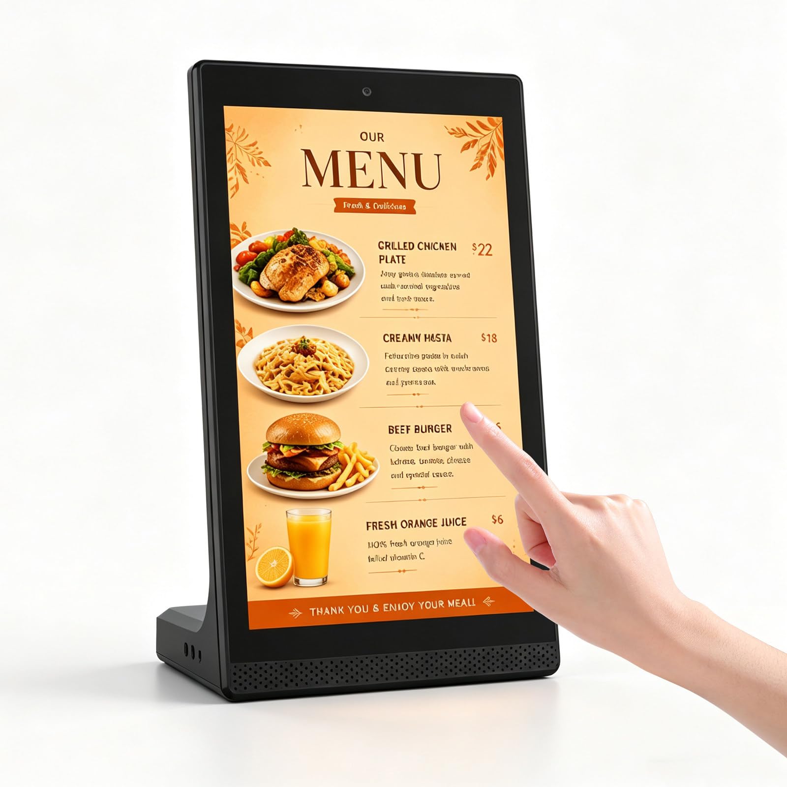 RUODATONLY 15.6 Inch Digital Signage Display Touch Screen Monitor, WiFi USB Advertising Player, Vertical Standing Digital Menu Board for Restaurant Retail Store Hotel Office