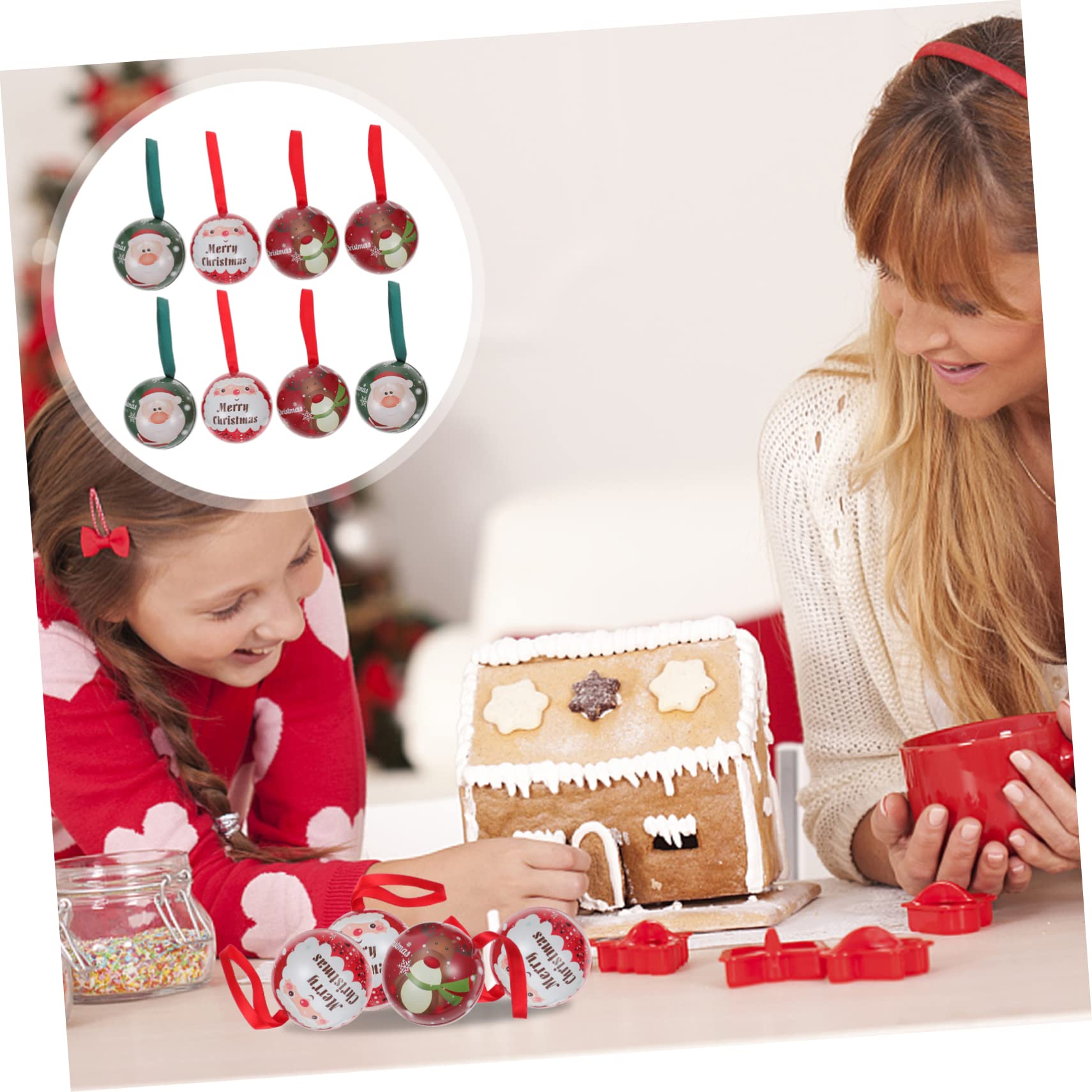 IMIKEYA Pièces Boule De Fer De Noël Coffret De Noel Boîtes à Gâteaux De Noël Boules De Décorations De Boules De Sapin De Pot De Stockage De Bonbons De Mini-Bonbons