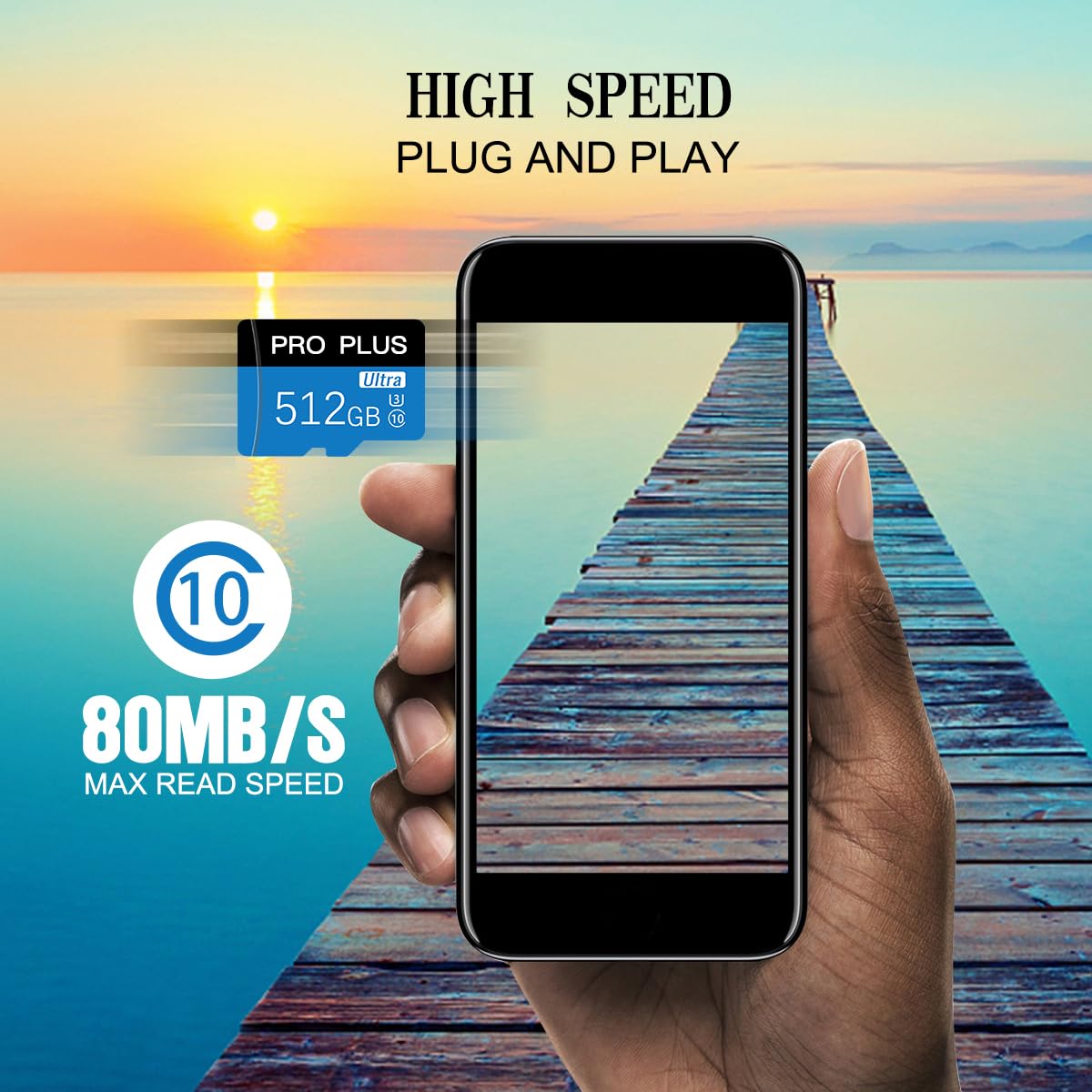 512GB Micro SD-Karte Speicherkarte Class 10 High Speed mit SD-Adapter