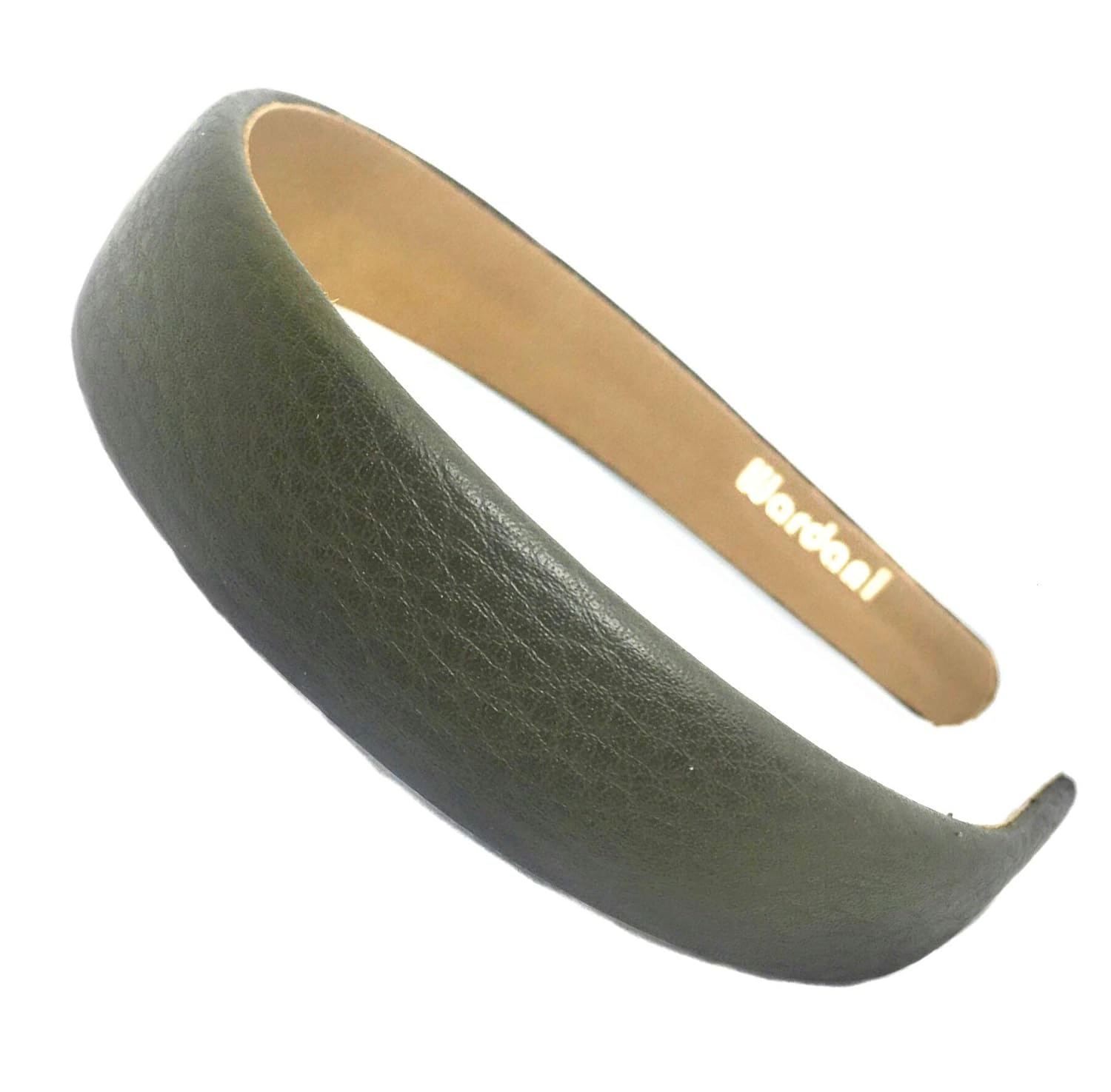 Wardani, 1" wide Calf Leather headband handmade USA (Navy Blue)