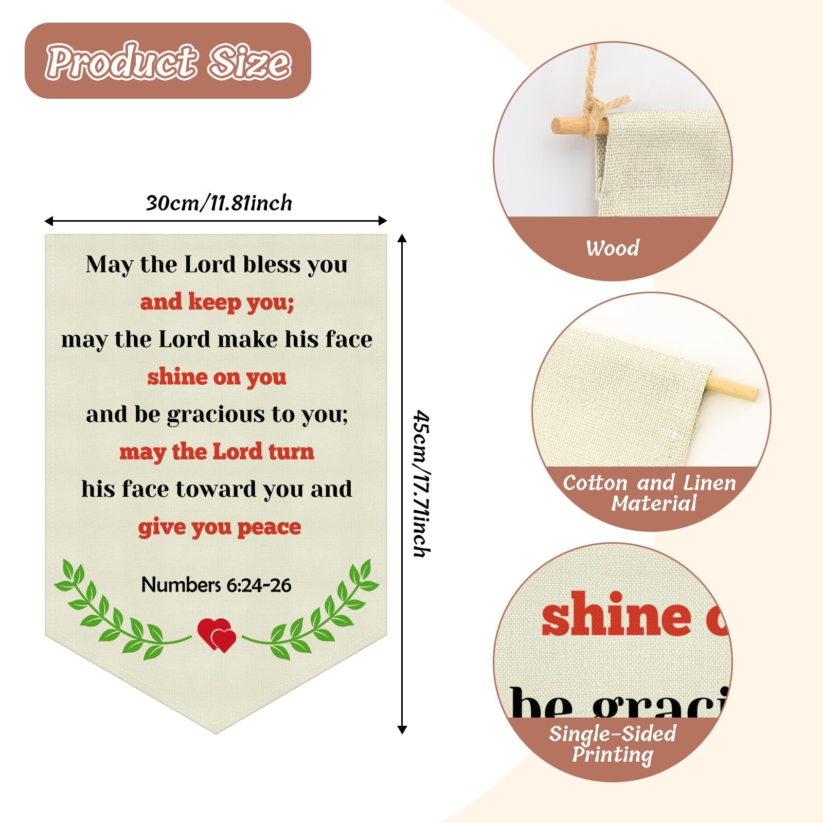 Christian Inspirational Wall Decor Inspirational Christian gifts Hanging Pennant Flag Banner Religious Bible Verse Wall Sign Decor Gifts for Nursery Baby Room Bedroom Christmas Birthday Gifts